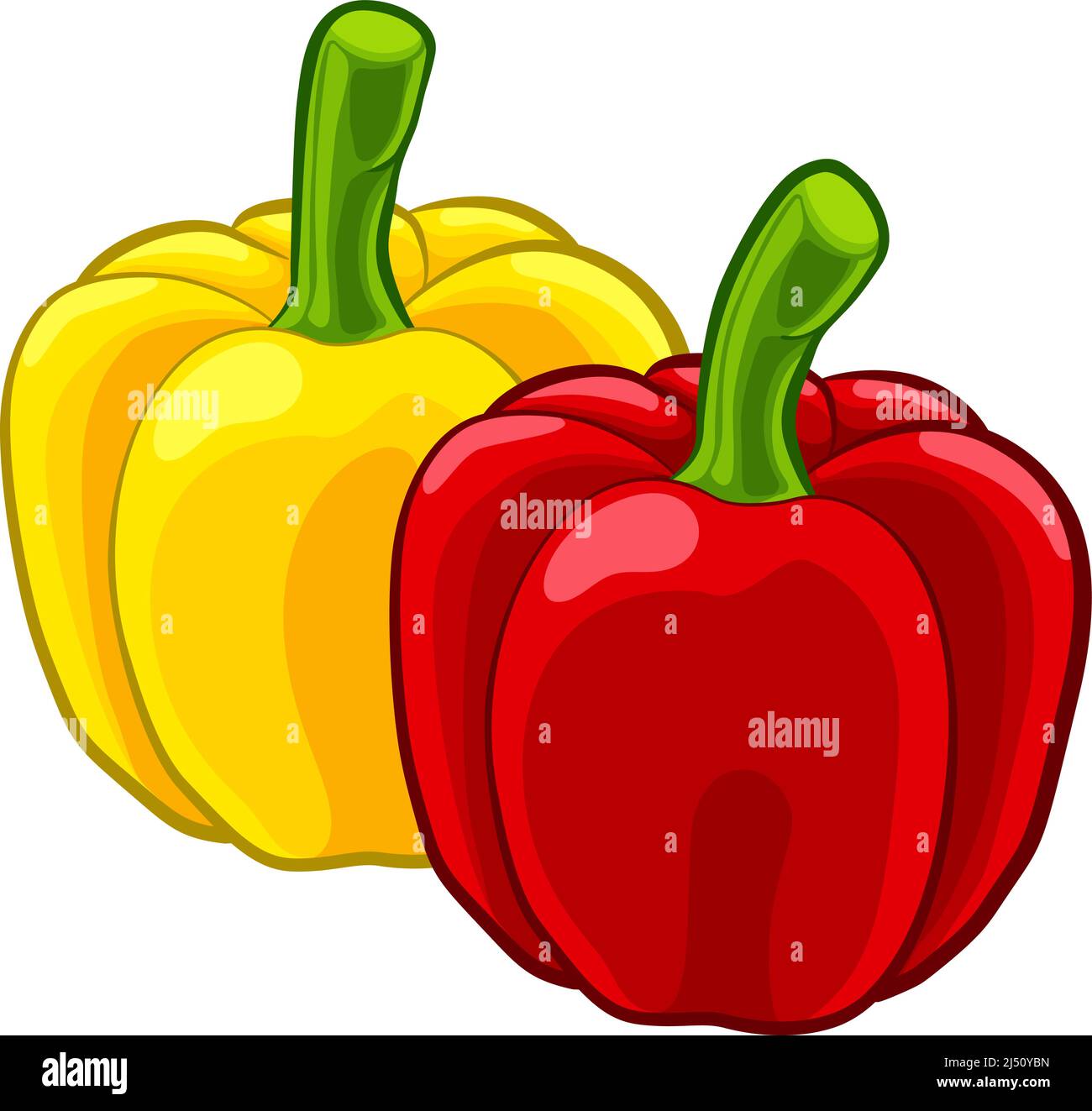 Peperoni dolci Bell Cartoon alimentare vegetale Illustrazione Vettoriale