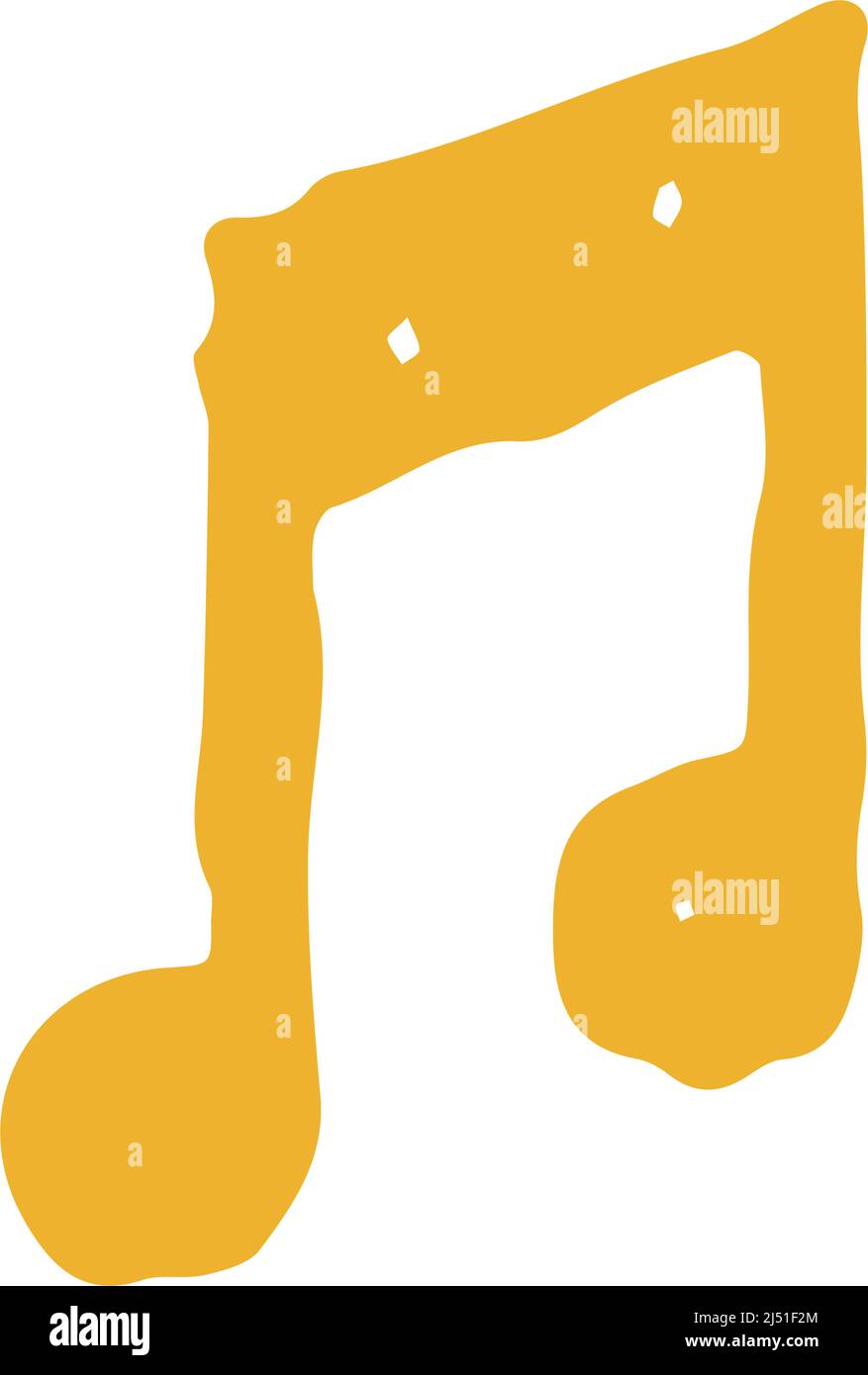 Disegno a mano giallo musica nota melodia suono simbolo grunge texture ...