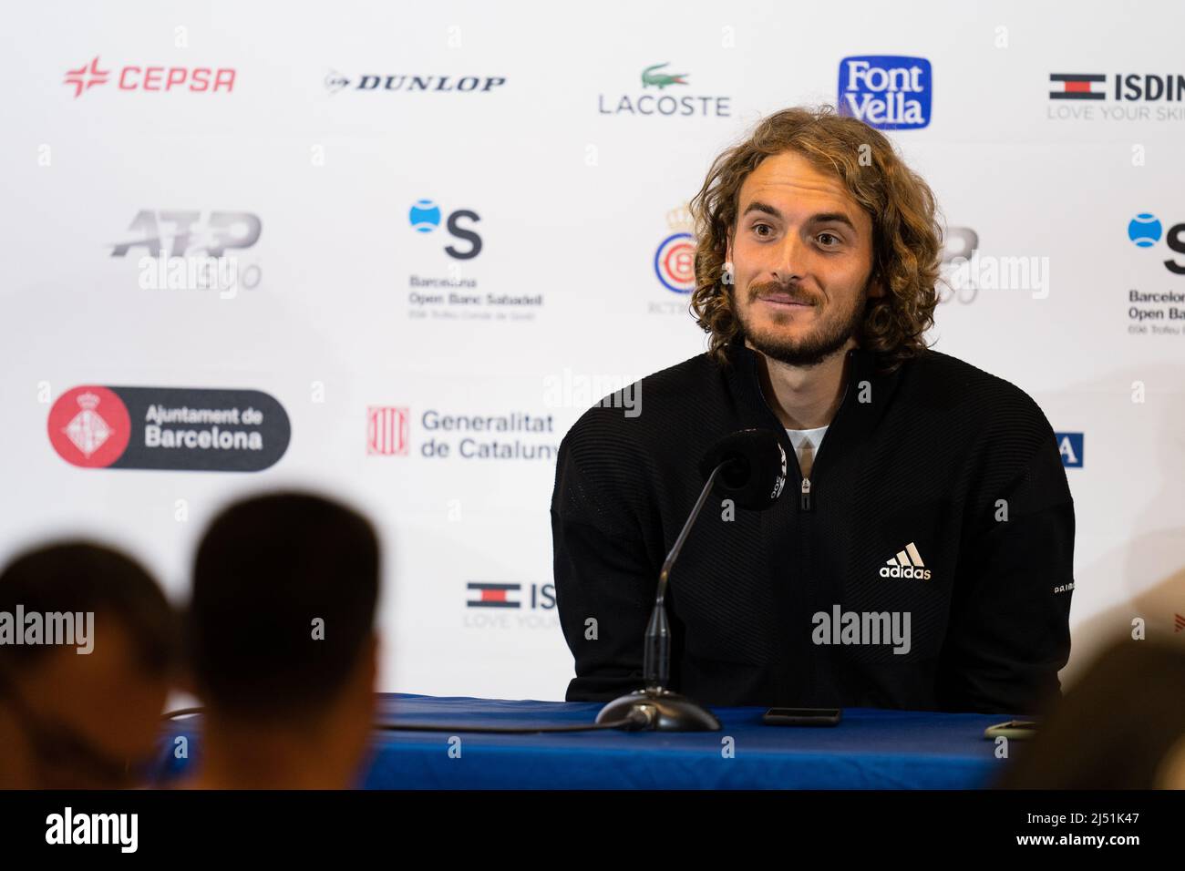 Barcellona, Spagna. 19th Apr 2022. Stéfanos Tsitsipás durante la conferenza stampa Sabadell Open Banc in Real Club de Tennis. Credit: JG/Alamy Live News Foto Stock