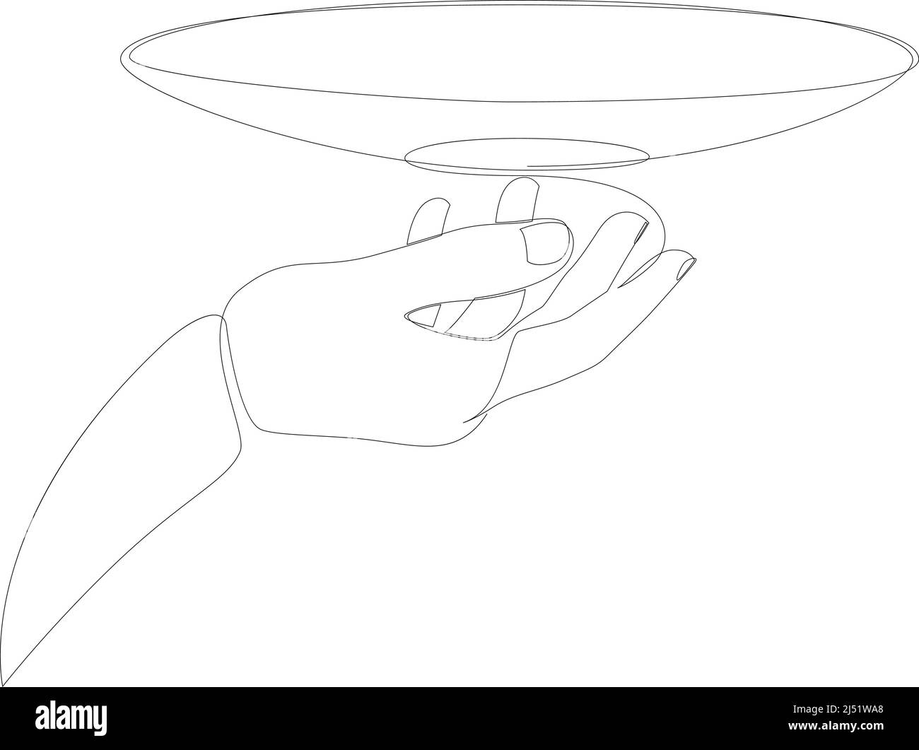Disegno a linea continua di una mano che tiene una piastra. Illustrazione  vettoriale Immagine e Vettoriale - Alamy