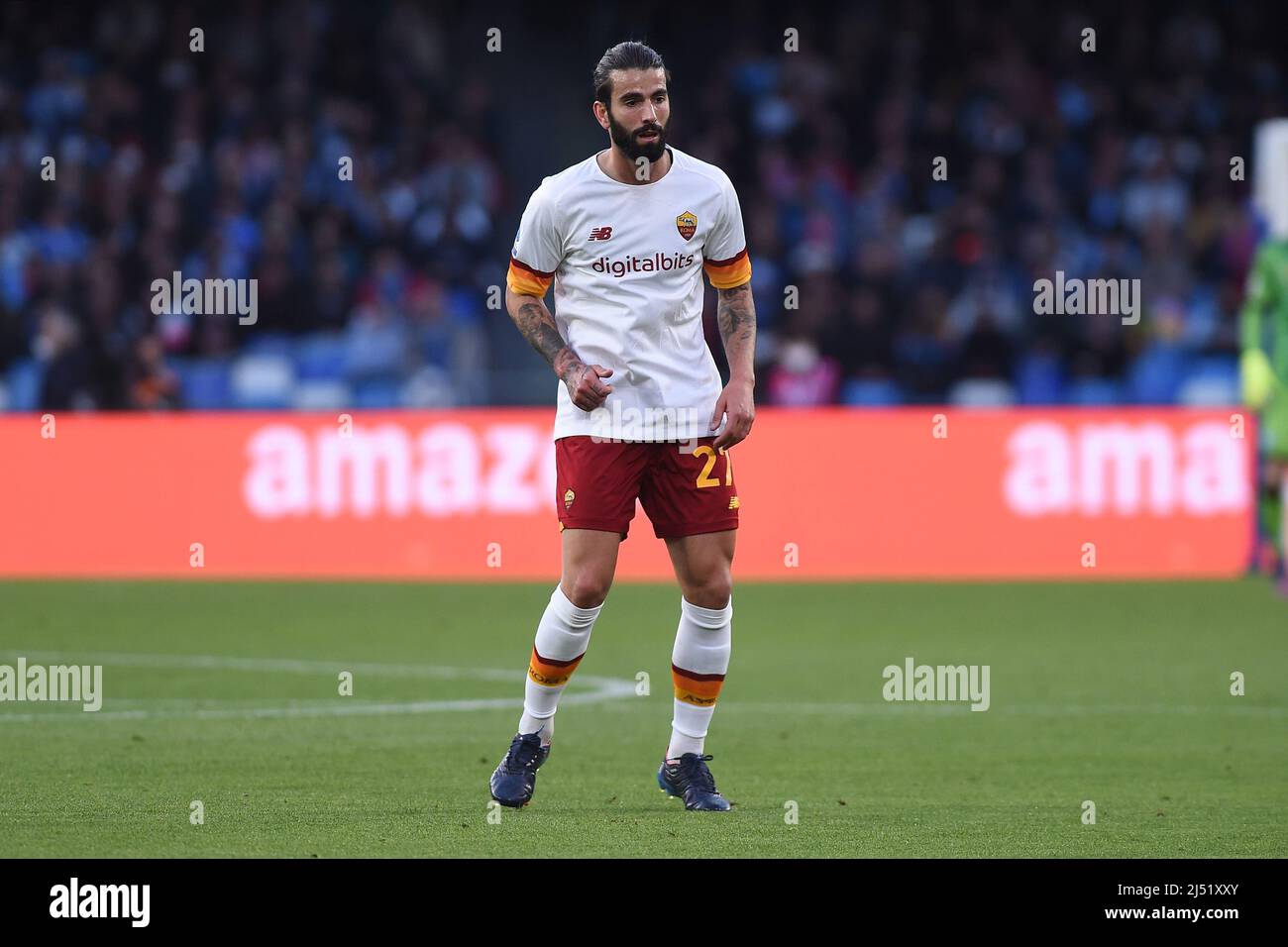 Sergio Oliveira di AS Roma durante la Serie A match tra SSC Napoli e AS Roma allo Stadio Diego Armando Maradona Napoli Italia il 18 aprile 2022. (Foto Franco Romano) Foto Stock