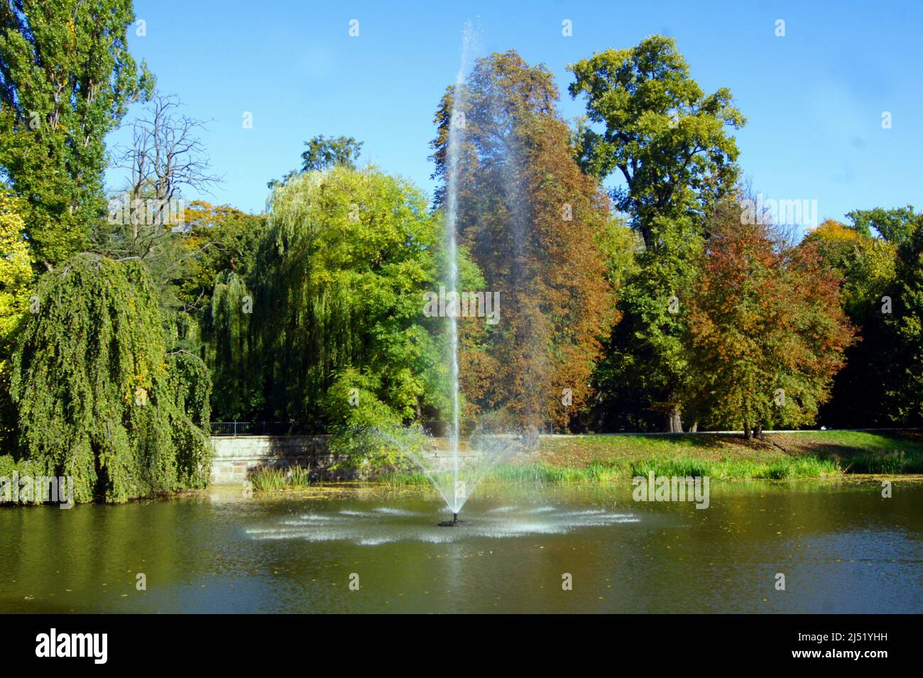 Parco paesaggistico inglese a Kalisz, Polonia. La città più antica della Polonia, già conosciuta dai Romani come Calisia. Foto Stock