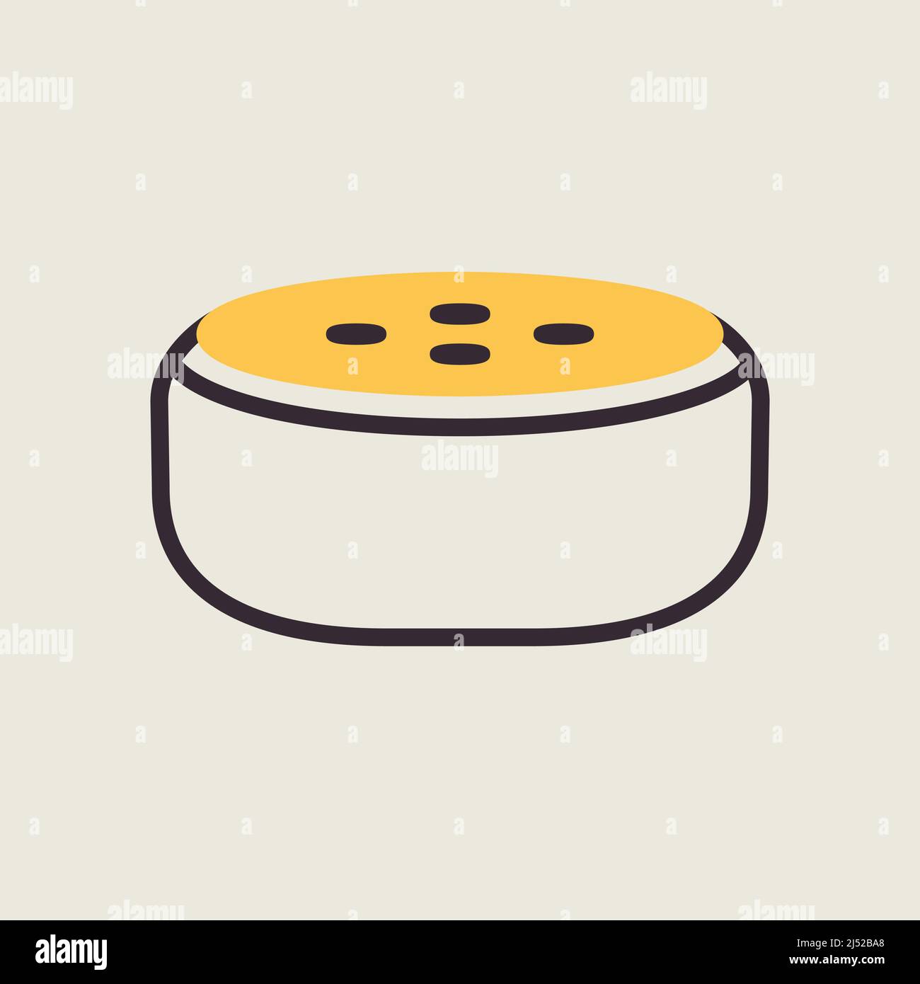 Altoparlante intelligente di piccole dimensioni con icona del vettore di riconoscimento vocale. Simbolo grafico per il design di applicazioni, logo, app e siti Web musicali e audio Illustrazione Vettoriale