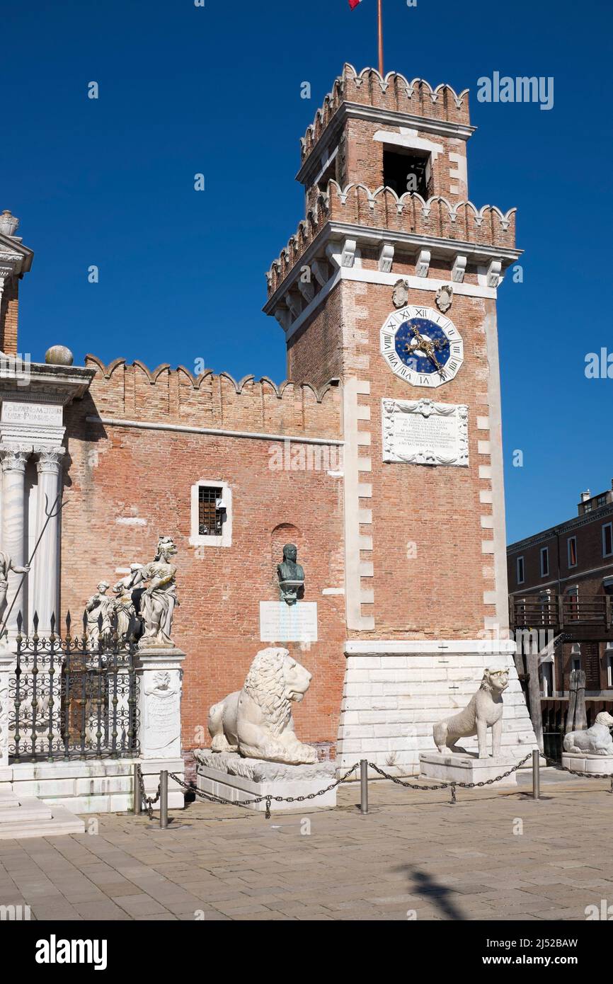 Torre dell'Orologio all'Arsenale di Venezia Foto Stock