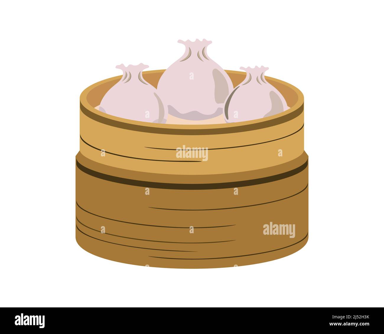Xialongao o Dim Sum sul vettore del cesto di legno Illustrazione Vettoriale