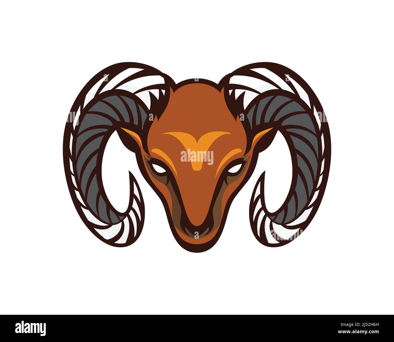 Bighorn Goat o Mountain Goat Head Mascot e Illustration Vector Illustrazione Vettoriale
