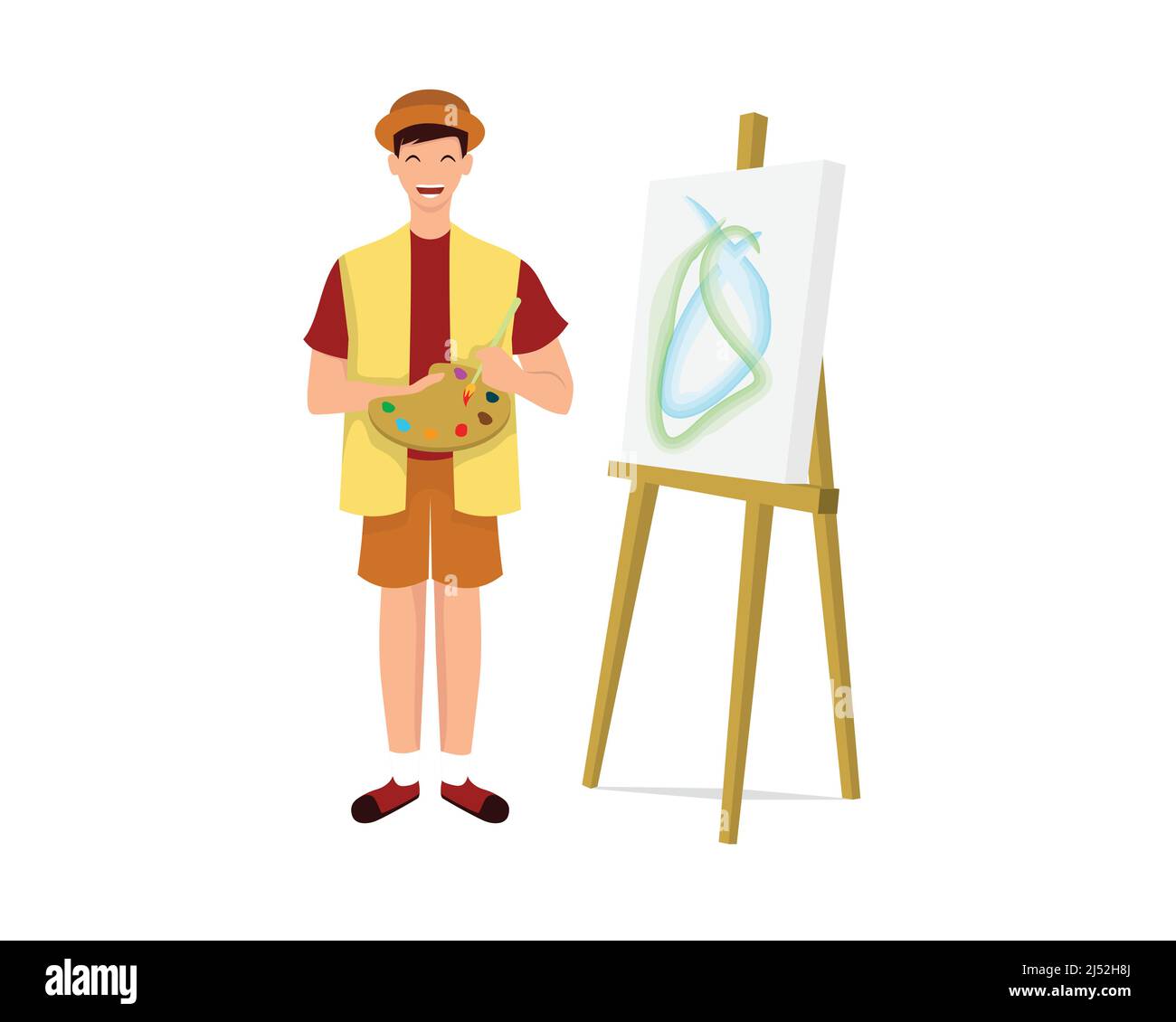 Man Painter with Painting Gesture Illustration Vector Illustrazione Vettoriale
