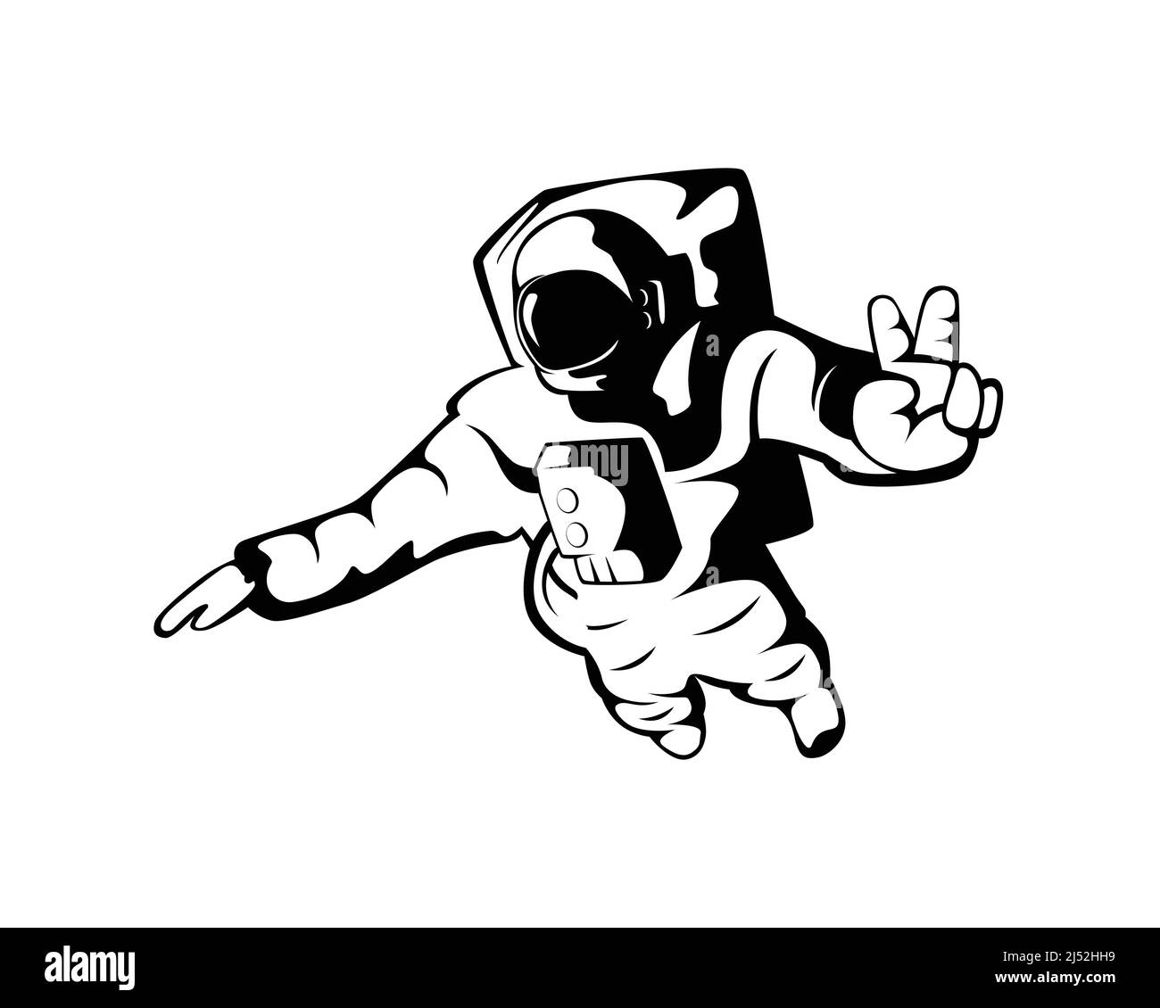 Illustrazione dell'astronauta con vettore stile silhouette Illustrazione Vettoriale