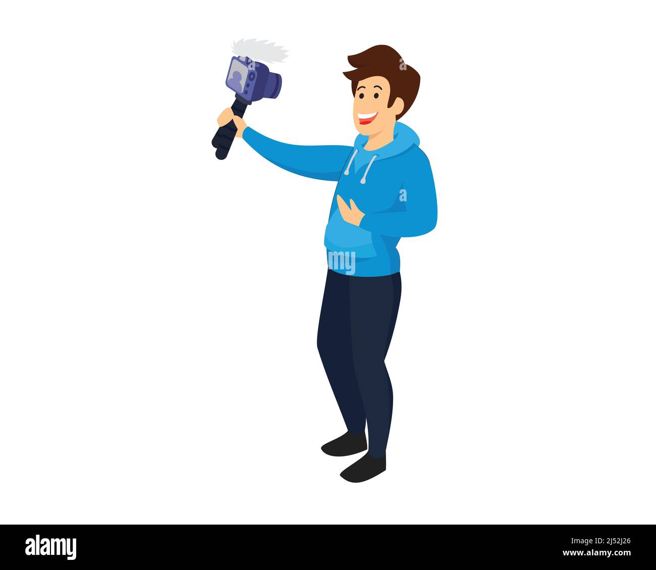 Vlogger allegro e felice illustrazione Vector Illustrazione Vettoriale