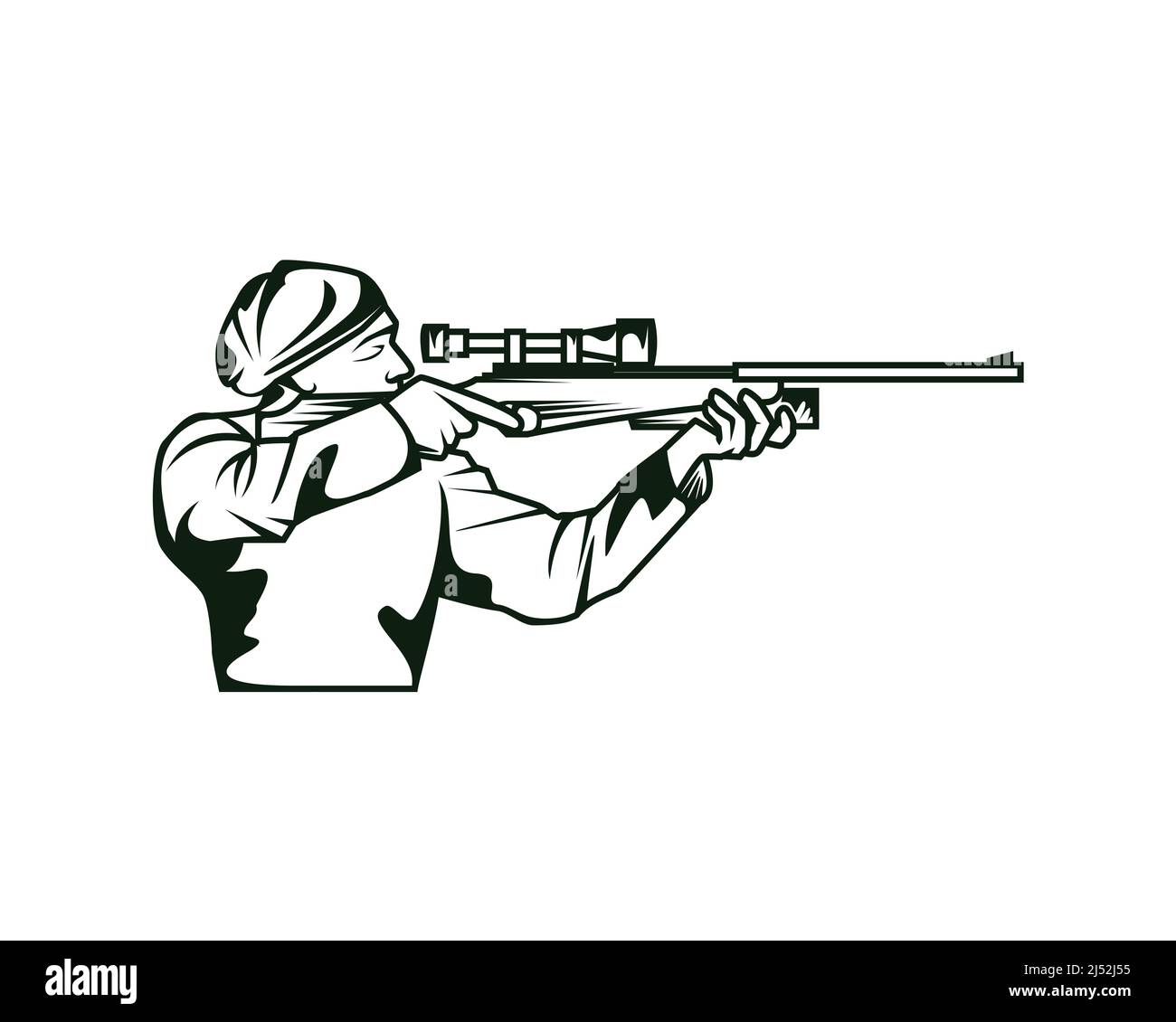 Man AIM to Shoot with Sniper Illustration with Silhouette Style Vectorshot Illustrazione Vettoriale
