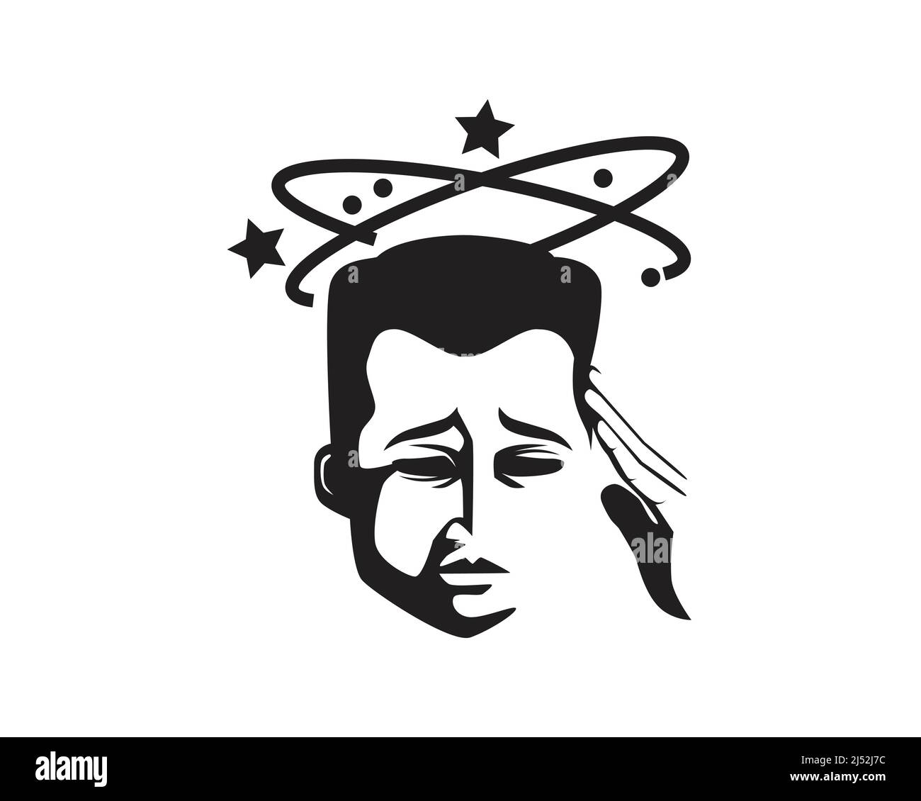 Capogiri uomo o ha mal di testa Silhouette Vector Illustrazione Vettoriale