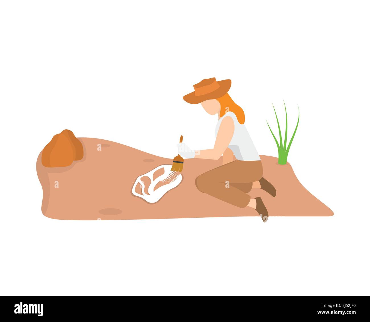 Archeologo scavo e ricerca Dinosaur Skull Illustrazione Vector Illustrazione Vettoriale