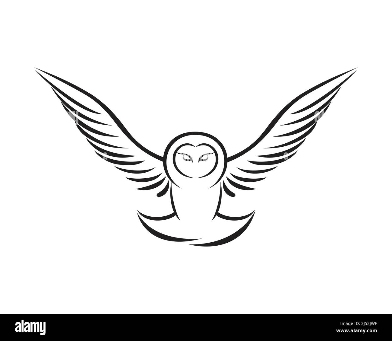 Flying Owl con stile Silhouette Illustrazione Vettoriale