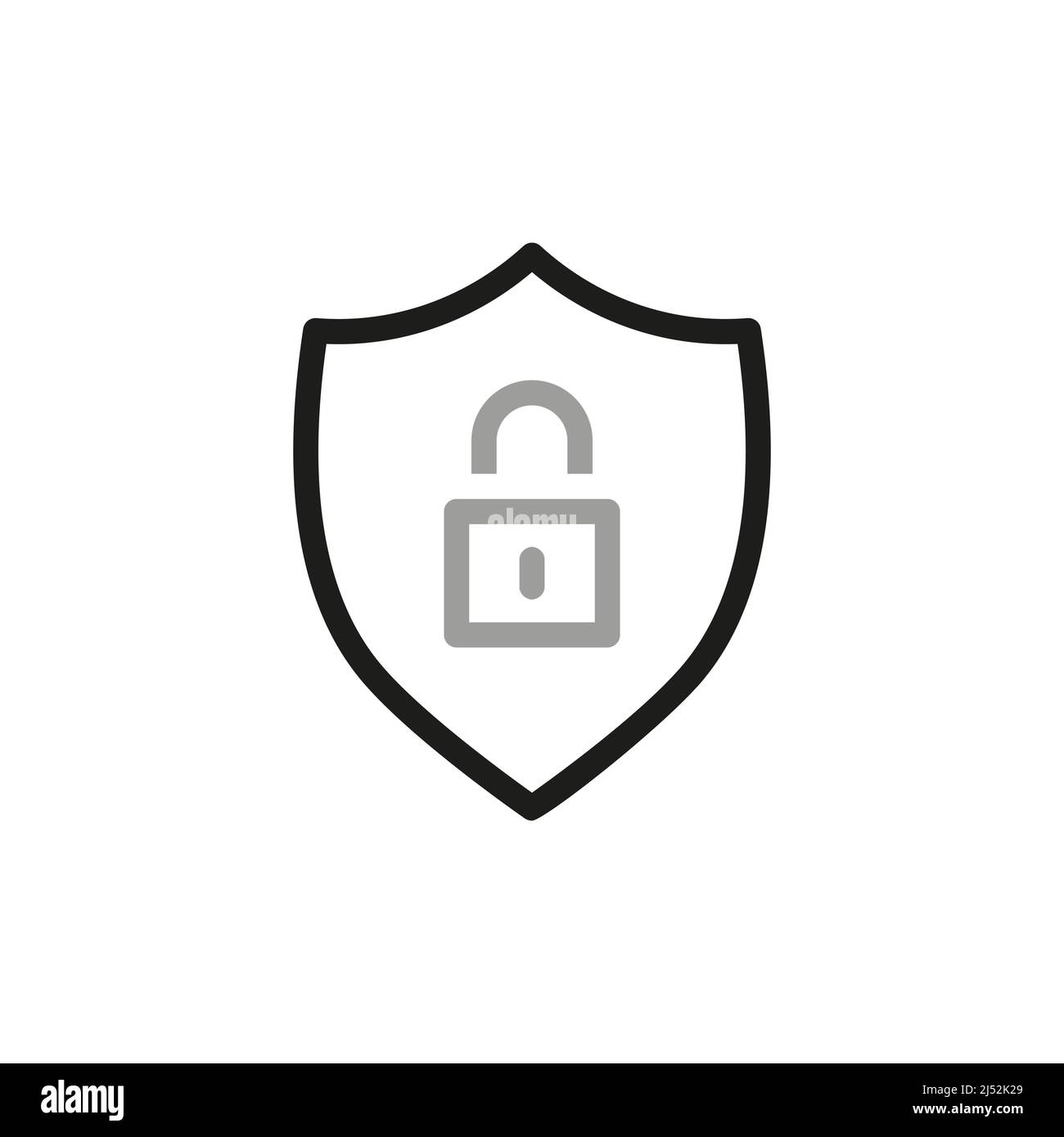 Icone della linea vettoriale relative ai blocchi semplici. Protezione e sicurezza. Illustrazione Vettoriale