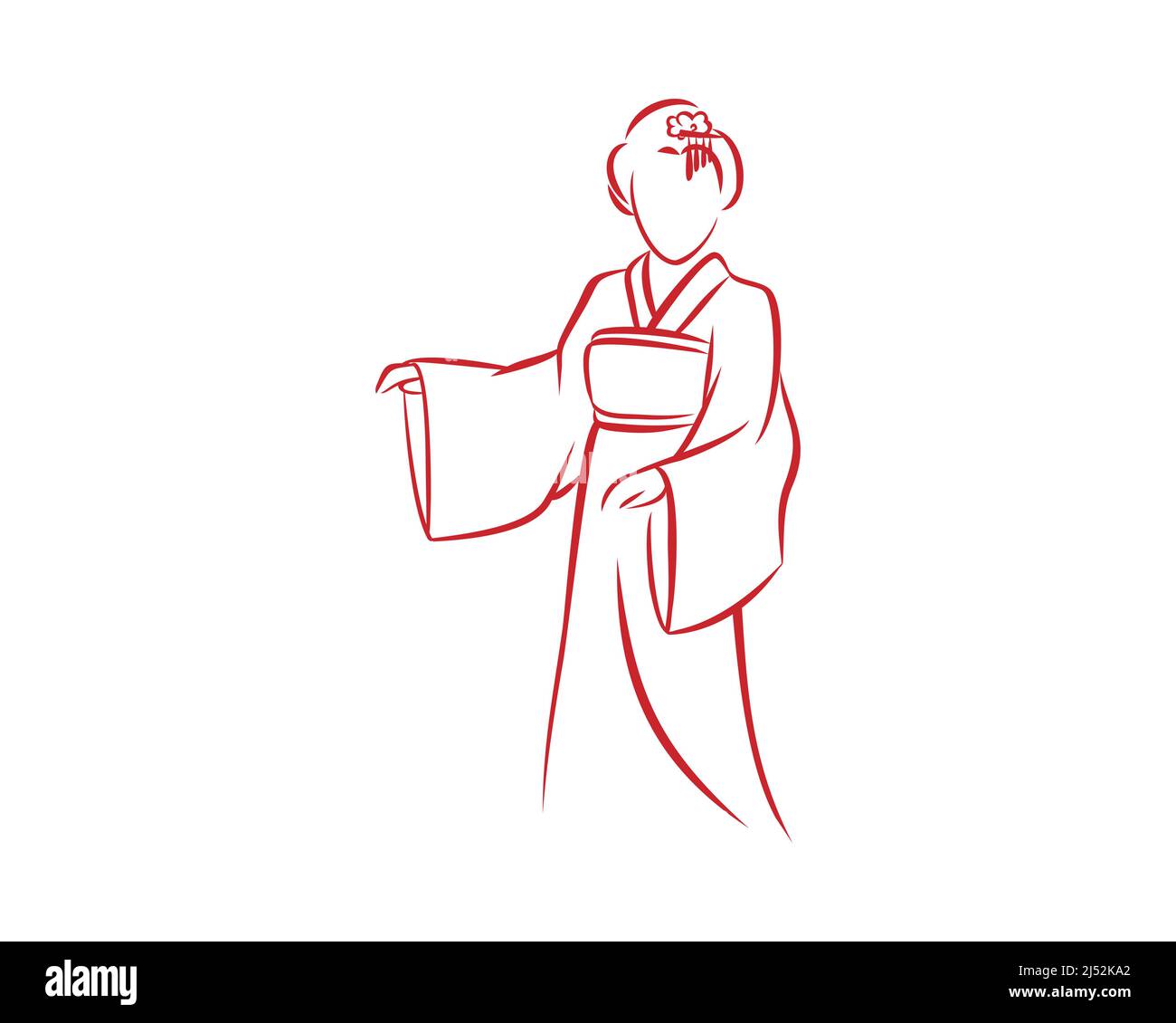 Hanbok tradizionale coreano vestito silhouette Vector Illustrazione Vettoriale