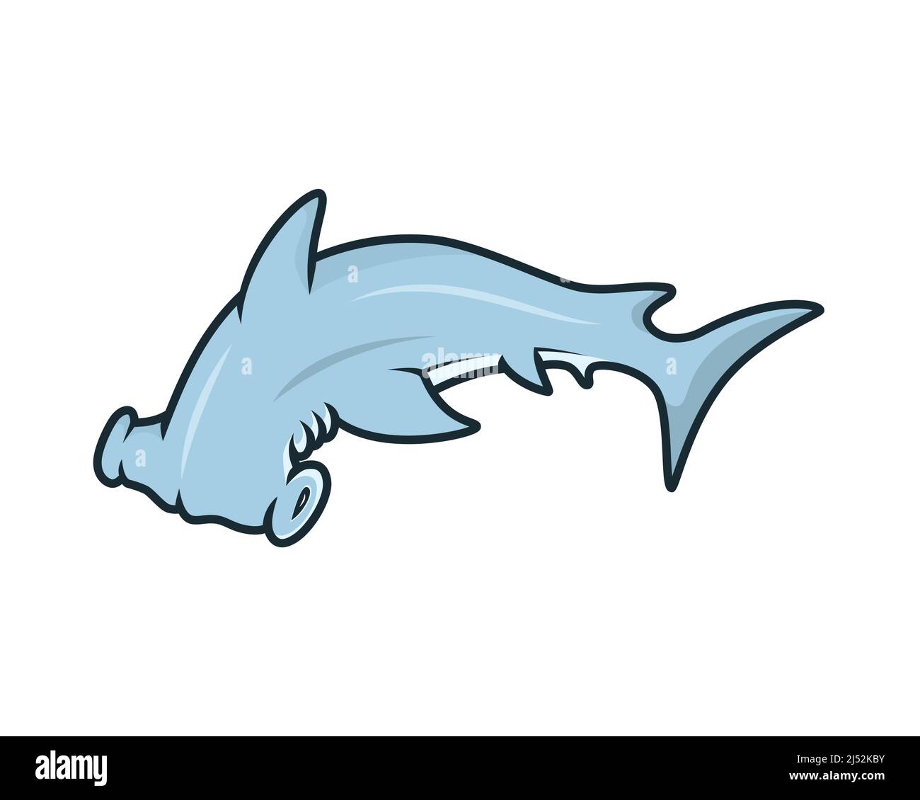 Bright Swimming Hammerhead Shark Illustration Vector Illustrazione Vettoriale