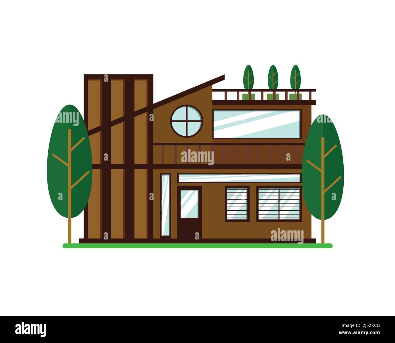 Casa moderna con alberi Illustrazione Vector Illustrazione Vettoriale