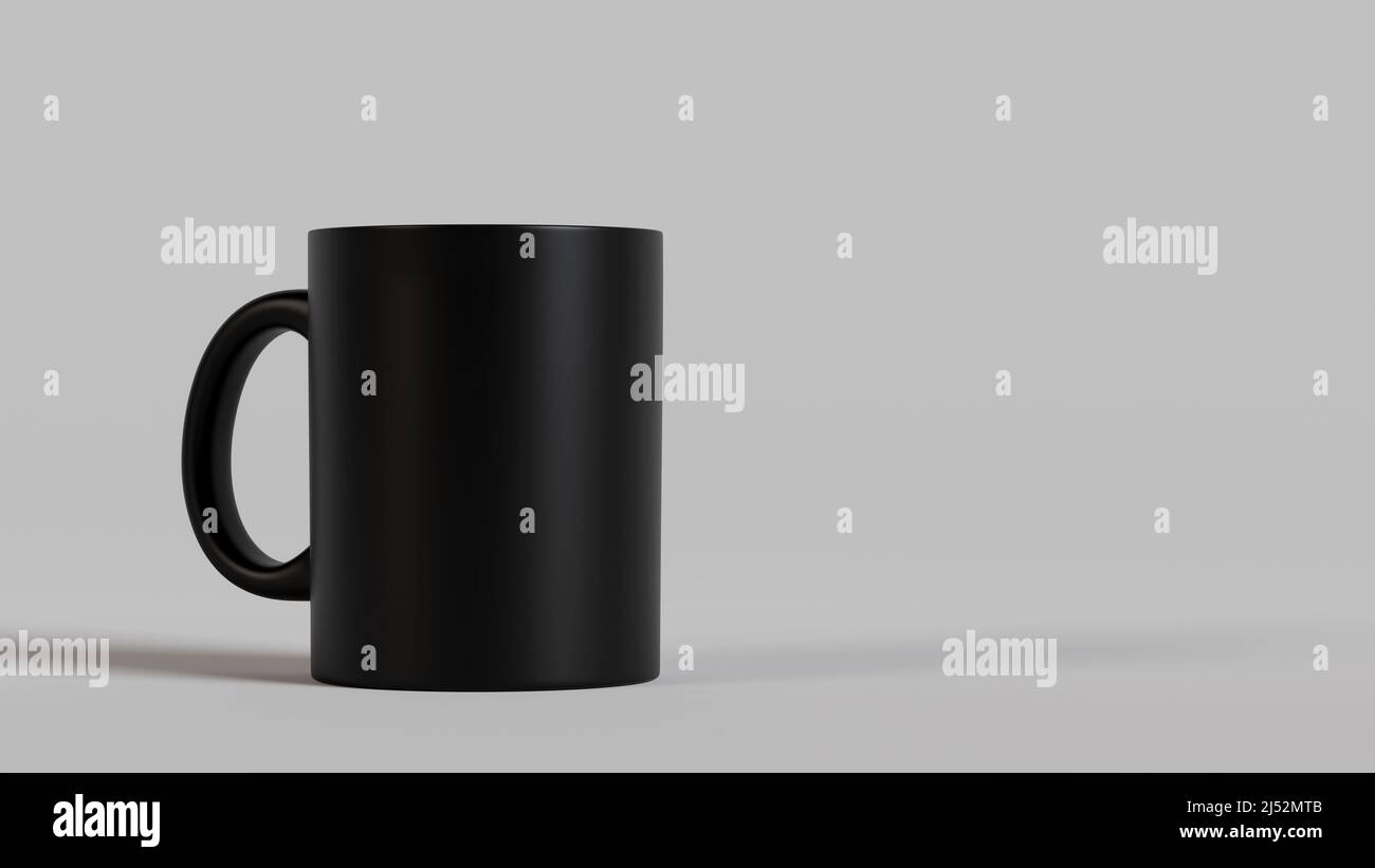 Mockup nero Mug su sfondo bianco - 3D Render. Foto Stock