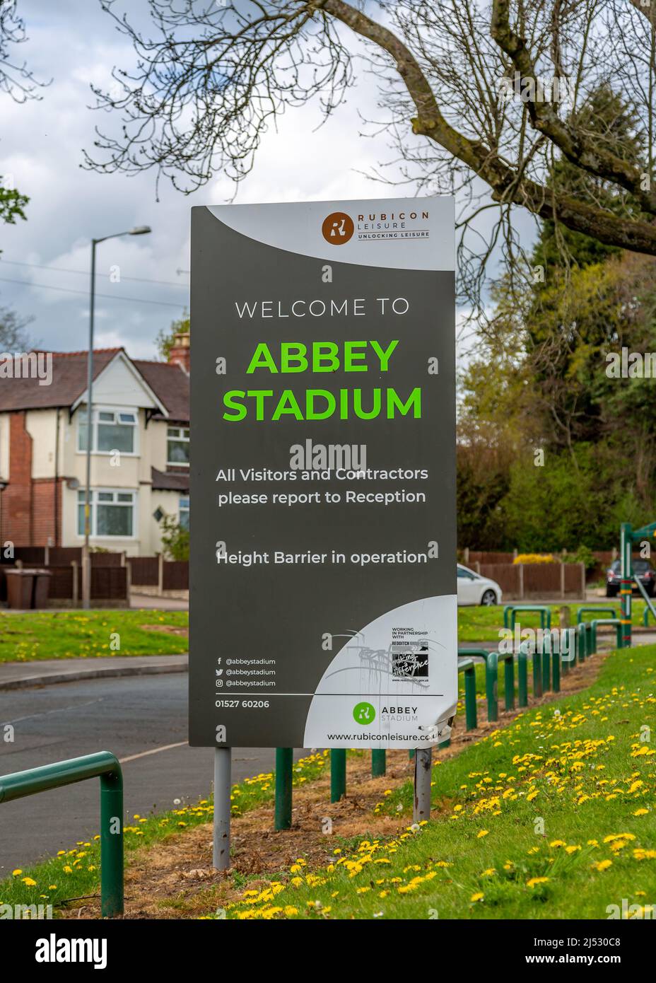 Abbey Stadium a Redditch, Worcestershire, Inghilterra. Foto Stock