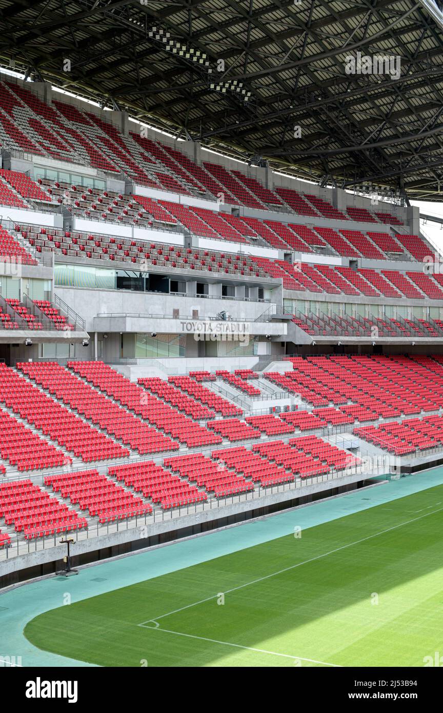 Box commenti e posti a sedere vuoti al Toyota Stadium in Giappone. Foto Stock