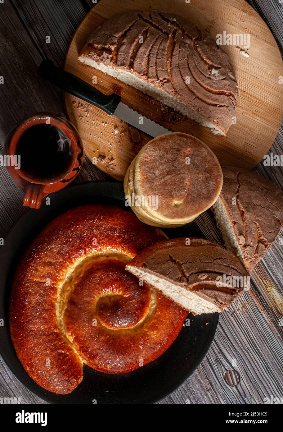Pane dolce messicano o pane artesiano tradizionale dallo stato di Oaxaca. Foto Stock