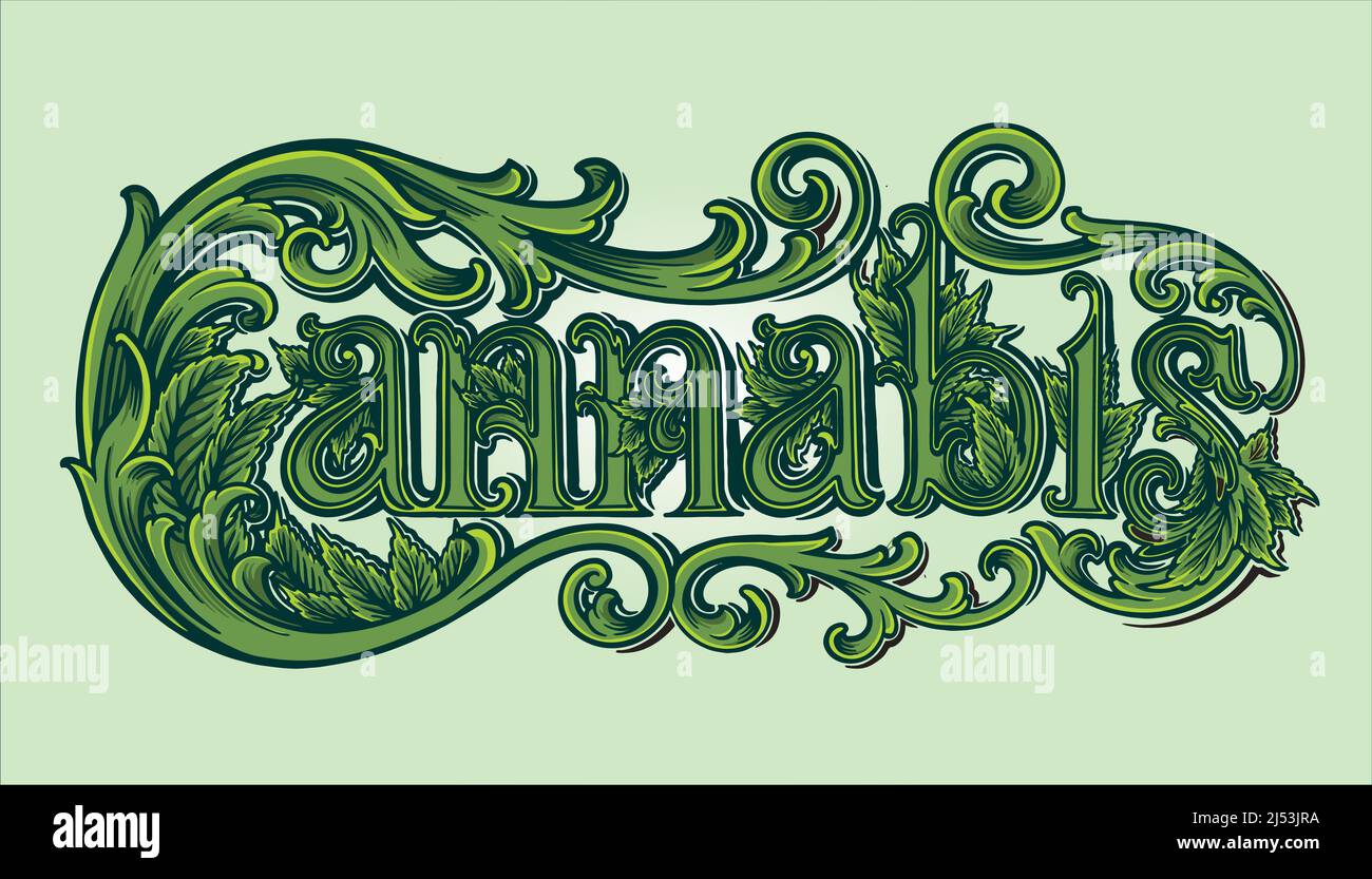 Classic Luxury cannabis word lettering illustrazioni vettoriali per il tuo lavoro Logo, T-shirt mascotte merchandise, adesivi e disegni etichette, poster Illustrazione Vettoriale