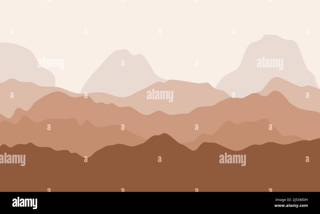Astratto deserto montagne sfondo. Illustrazione vettoriale con paesaggio di montagna marrone. Picchi calmi Illustrazione Vettoriale