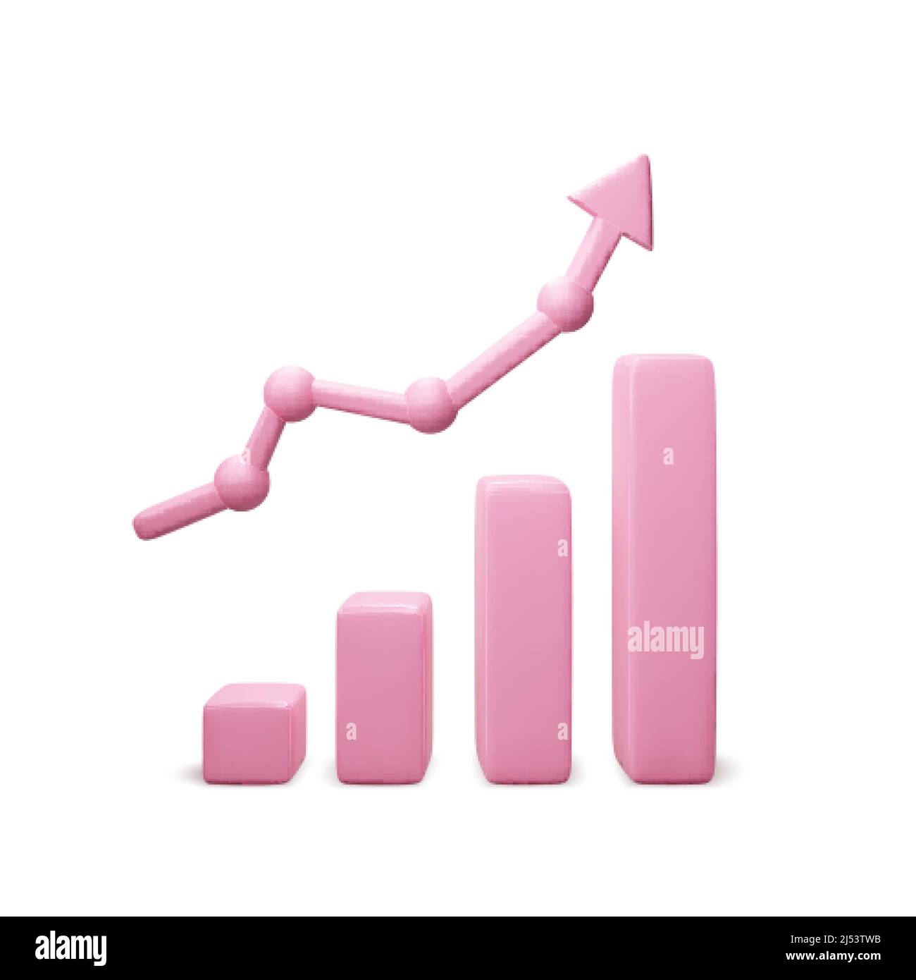 Analisi dei dati del grafico del banner di concetto. grafico commerciale 3d in rosa. Freccia rosa di avanzamento della crescita. Illustrazione vettoriale Illustrazione Vettoriale