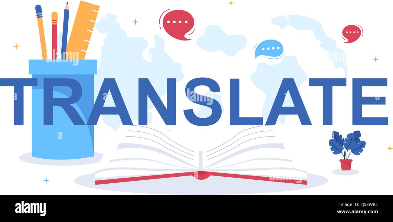 Illustrazione del traduttore o della lingua di traduzione. Saluta in diversi paesi e Multilingual International Communication Cartoon Design Illustrazione Vettoriale