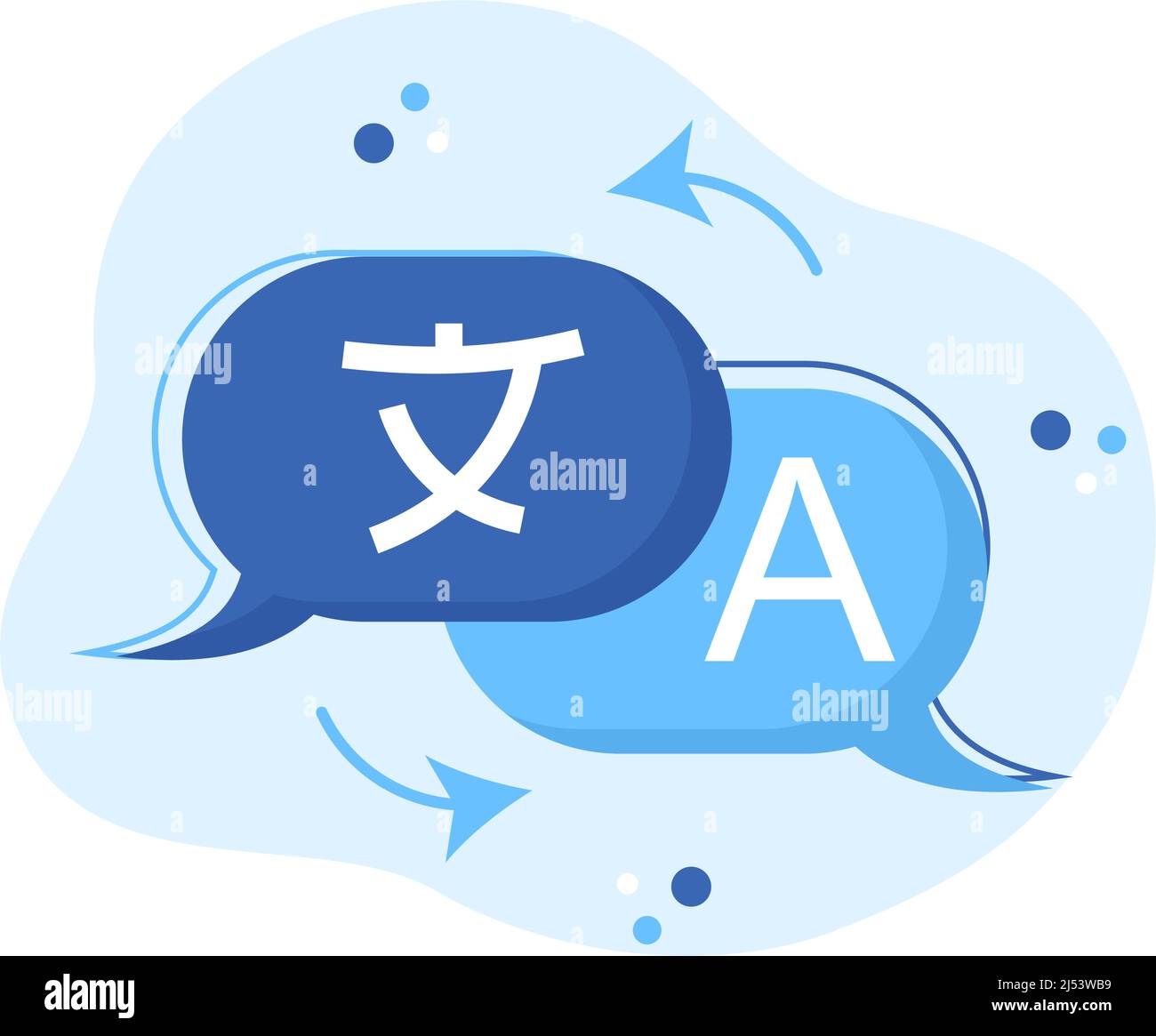 Illustrazione del traduttore o della lingua di traduzione. Saluta in diversi paesi e Multilingual International Communication Cartoon Design Illustrazione Vettoriale