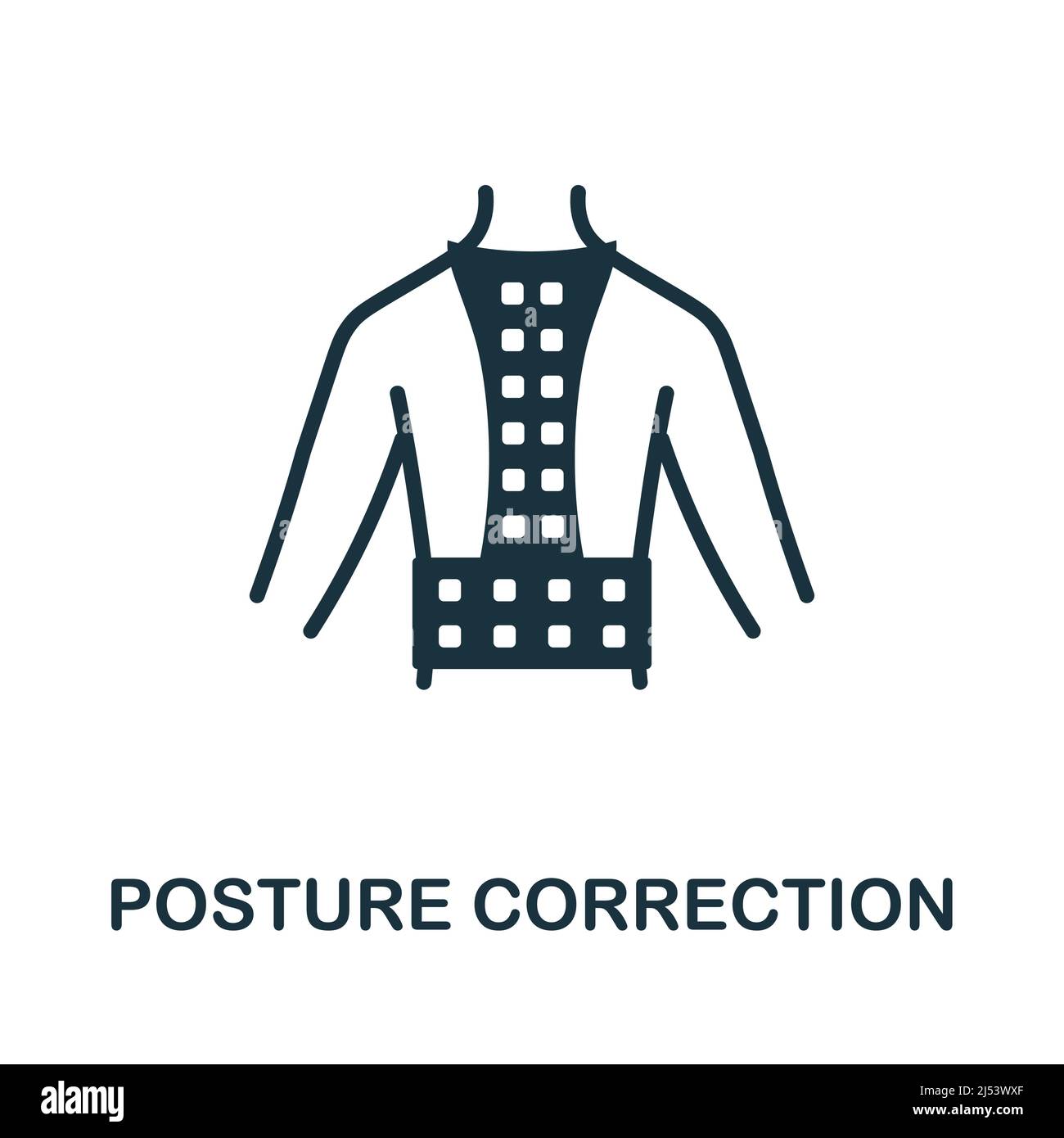 Icona correzione postura. Icona di correzione semplice della postura monocromatica per modelli, web design e infografiche Illustrazione Vettoriale