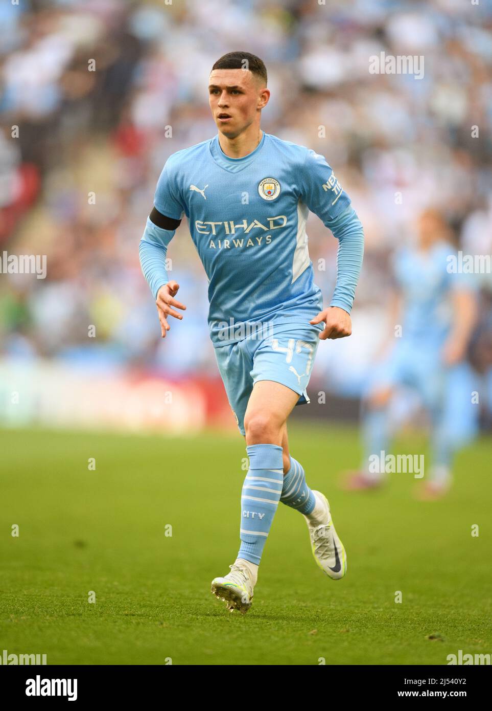 16 Aprile 2022 - Manchester City / Liverpool - Emirates fa Cup - Semifinale - Stadio di Wembley Phil Foden durante la semifinale della fa Cup contro Liverpoo Foto Stock