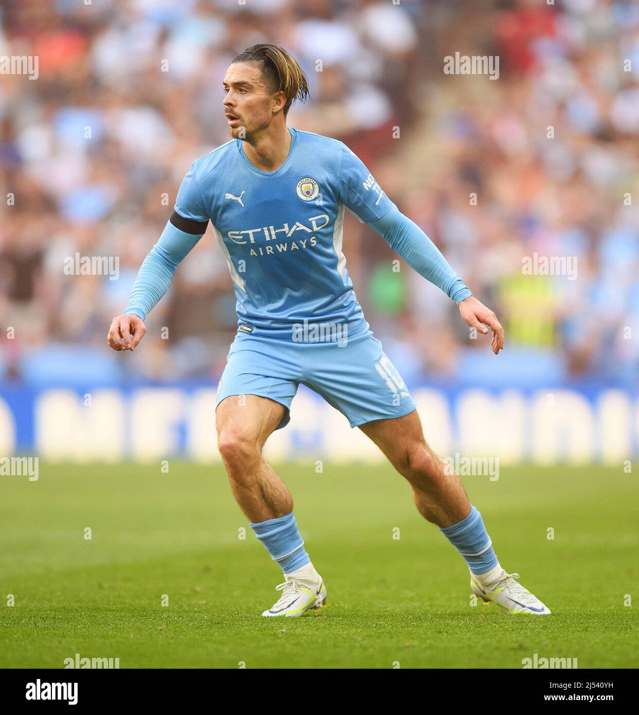 16 Aprile 2022 - Manchester City / Liverpool - Emirates fa Cup - Semifinale - Stadio di Wembley Jack Grealish durante la semifinale di fa Cup contro Liver Foto Stock