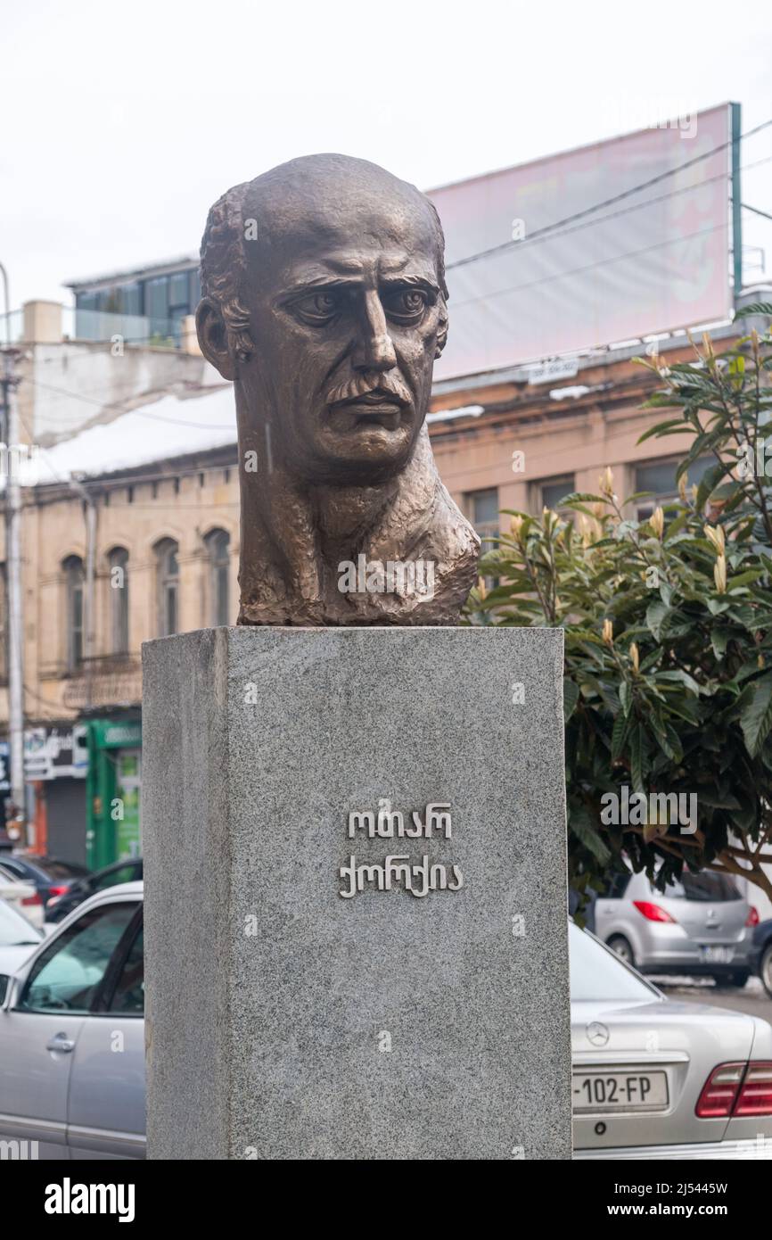 Kutaisi, Georgia - 18 marzo 2022: Korkia busto scultura. Foto Stock