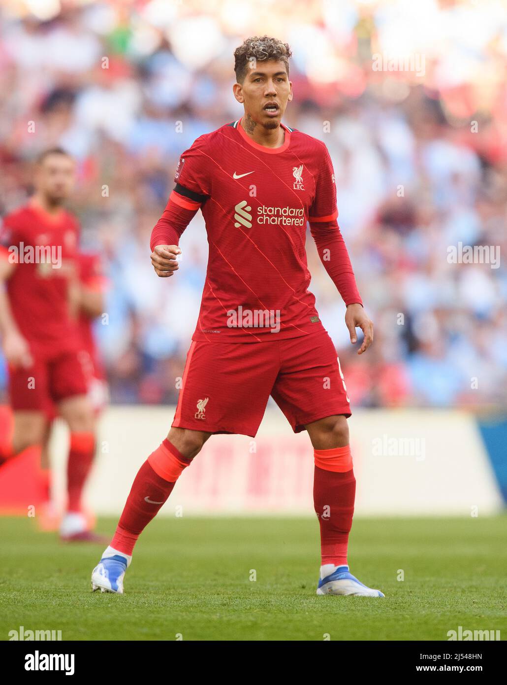 16 Aprile 2022 - Manchester City / Liverpool - Emirates fa Cup - Semifinale - Stadio di Wembley Roberto Firmino durante la semifinale della fa Cup contro l'uomo Foto Stock