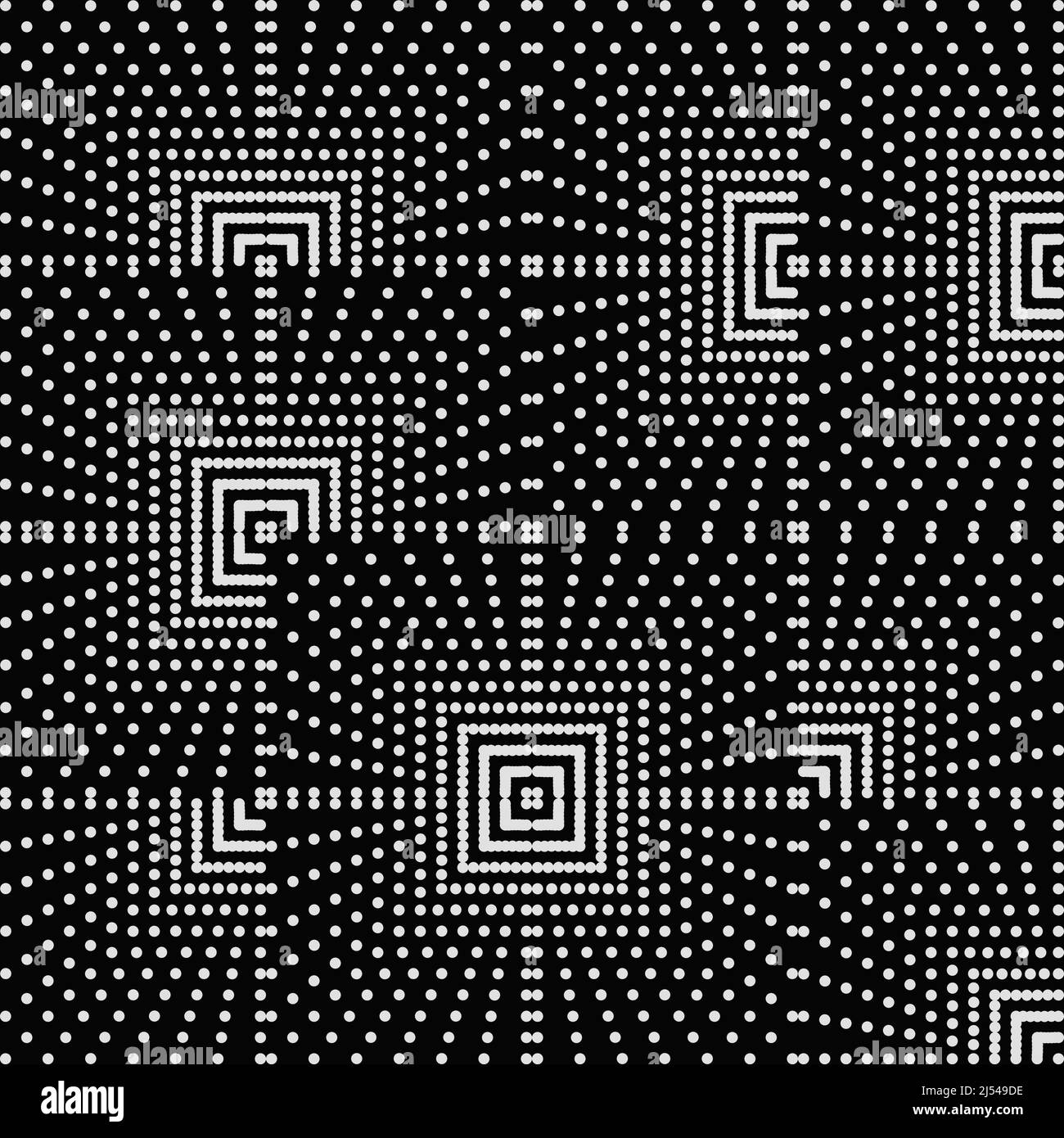 Grafica vettoriale monocromatica astratta con effetto di transizione digitale. Modello futuristico in stile brutalista costruito con forme geometriche distorte. Illustrazione Vettoriale