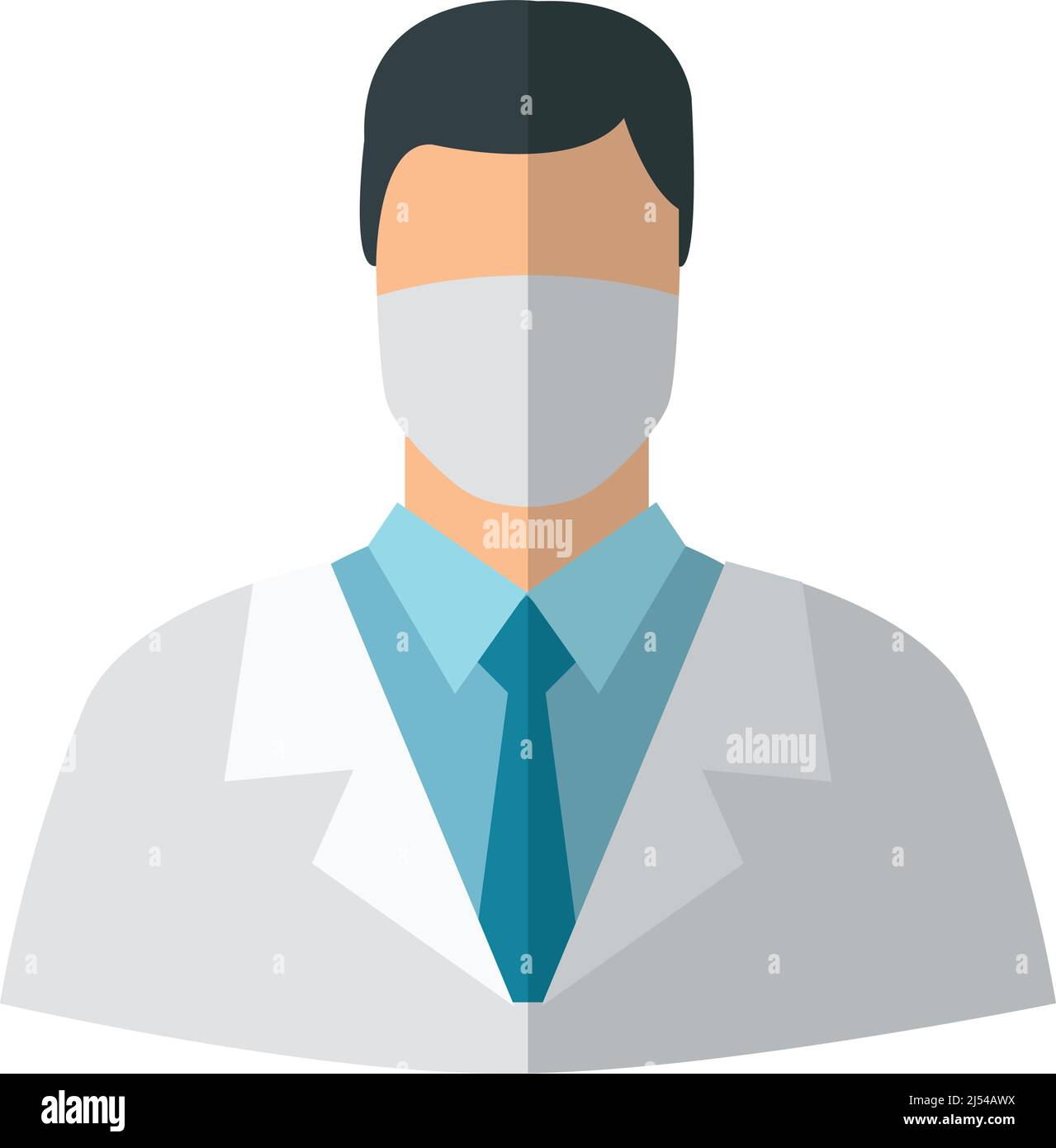 Icona medico. Uomo avatar in maschera medica e cappotto Illustrazione Vettoriale