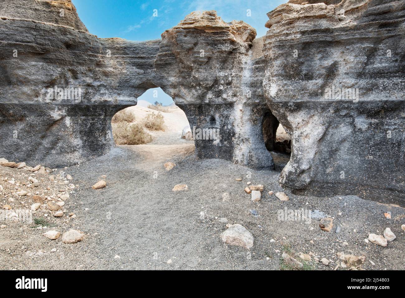 Città stratificata, formazione di rocce vulcaniche erose, Isole Canarie, Lanzarote Foto Stock