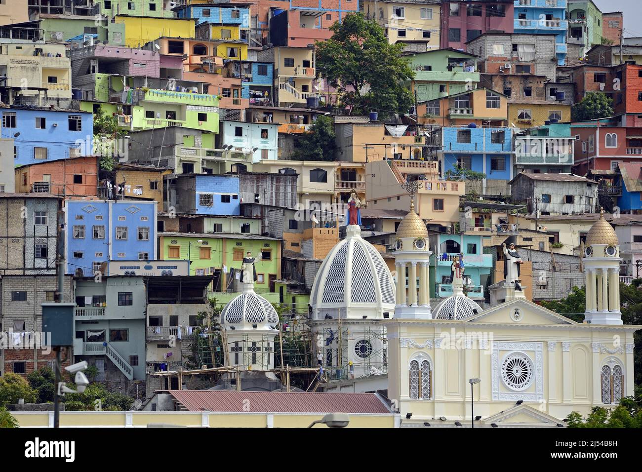 Case colorate a Cerro del Carmen, Ecuador, Guayaquil Foto Stock