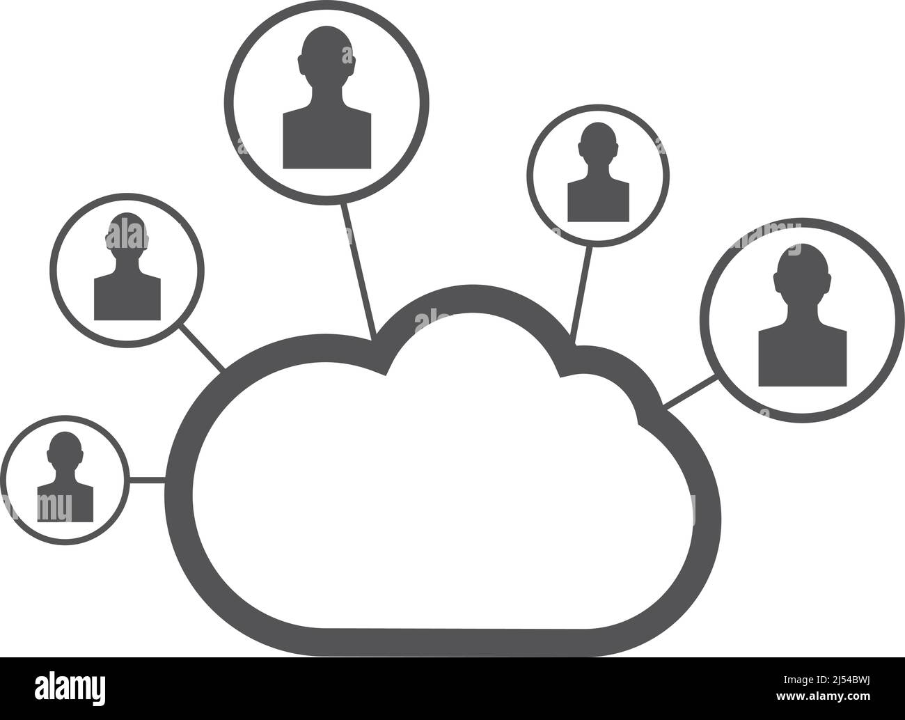 Icona di comunicazione del servizio cloud. Persone avatar in connessione Illustrazione Vettoriale
