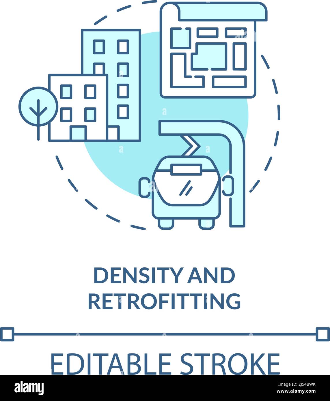 Densità e retrofit turchese concetto icona Illustrazione Vettoriale