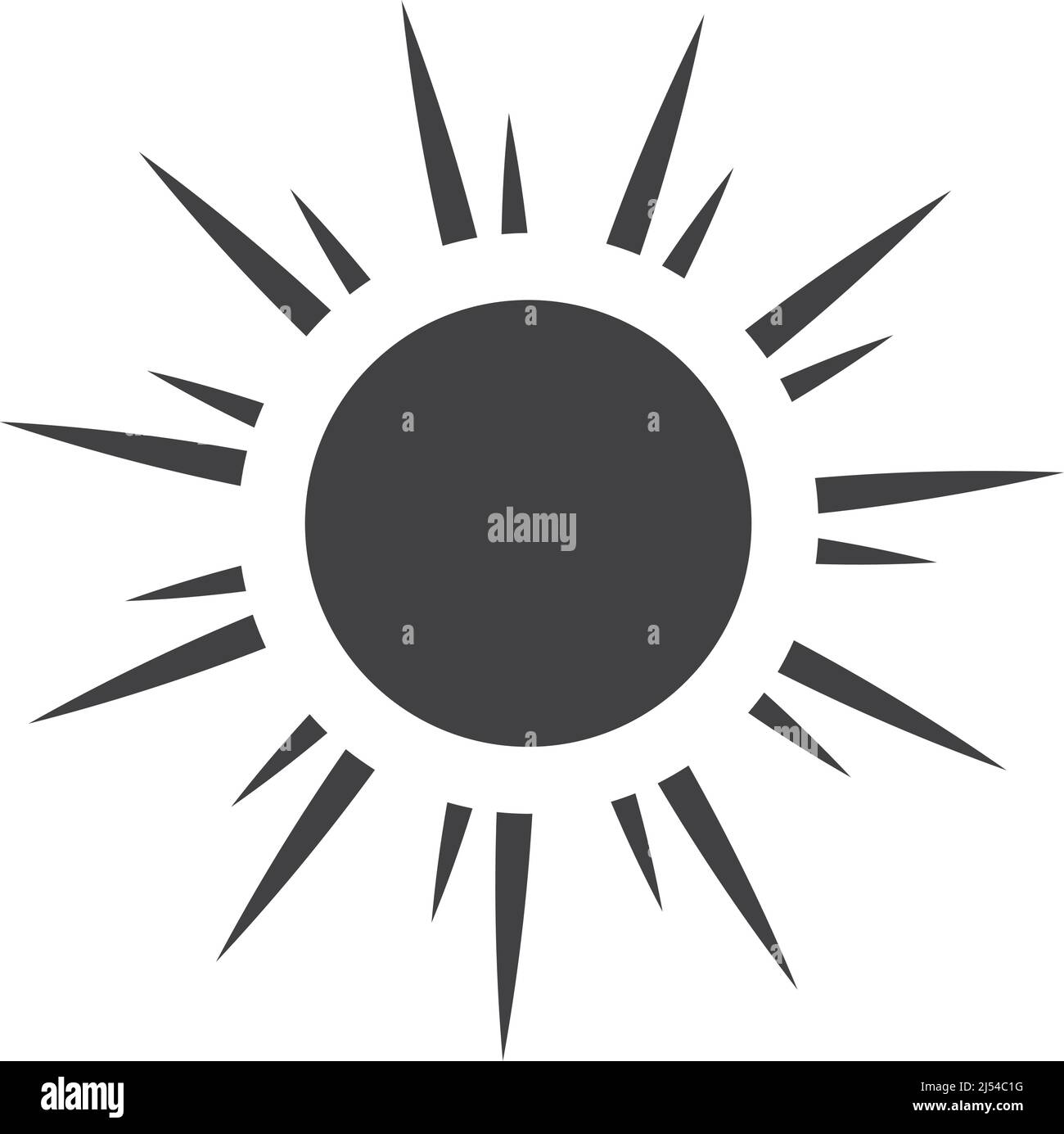 Icona Sole. Emblema nero. Simbolo del fascio luminoso Illustrazione Vettoriale