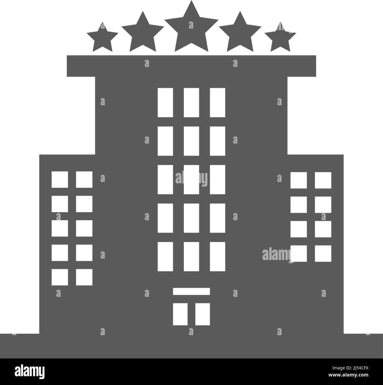 Icona dell'hotel. Facciata dell'edificio di servizio a cinque stelle Illustrazione Vettoriale
