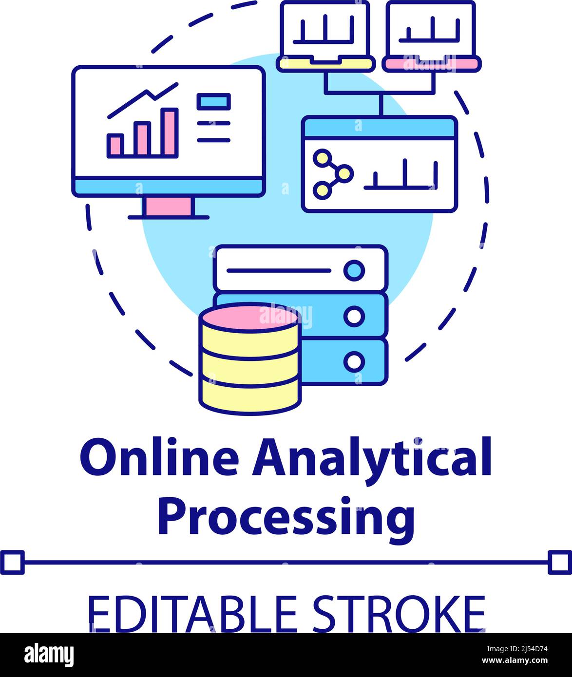 Icona del concetto di elaborazione analitica online Illustrazione Vettoriale