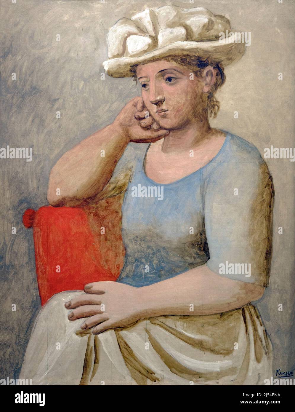 Donna in cappello bianco, Femme au Chapeau Blanc, Pablo Picasso, 1920-21, Musee de l'Orangerie, Parigi, Francia, Europa Foto Stock