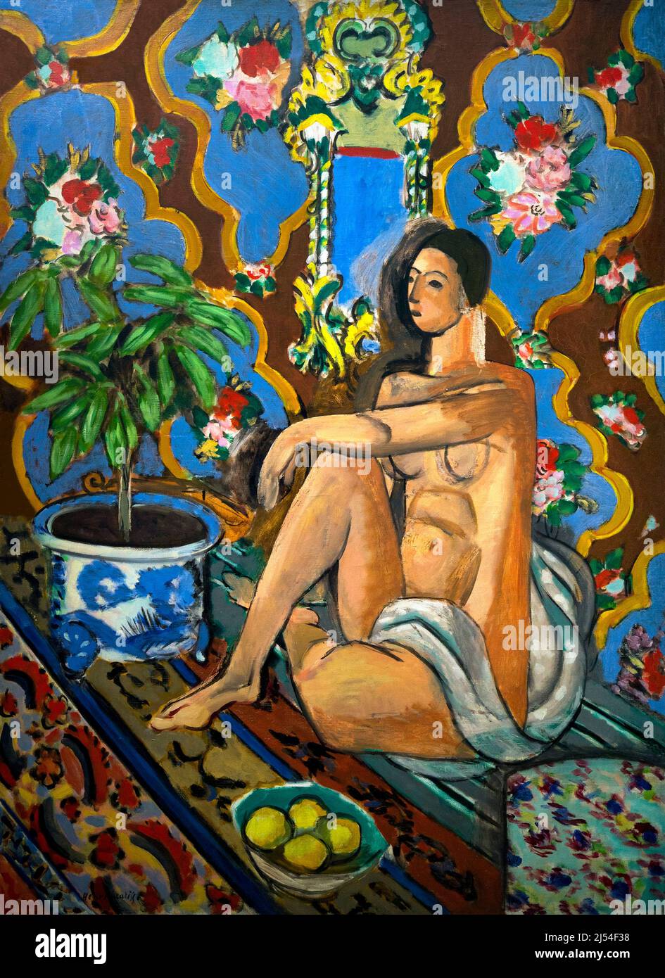 Figura decorativa su sfondo ornamentale, figura decorativa sur Fond Ornemental, Henri Matisse, 1925-26, Centre Pompidou, Parigi, Francia, Europa Foto Stock