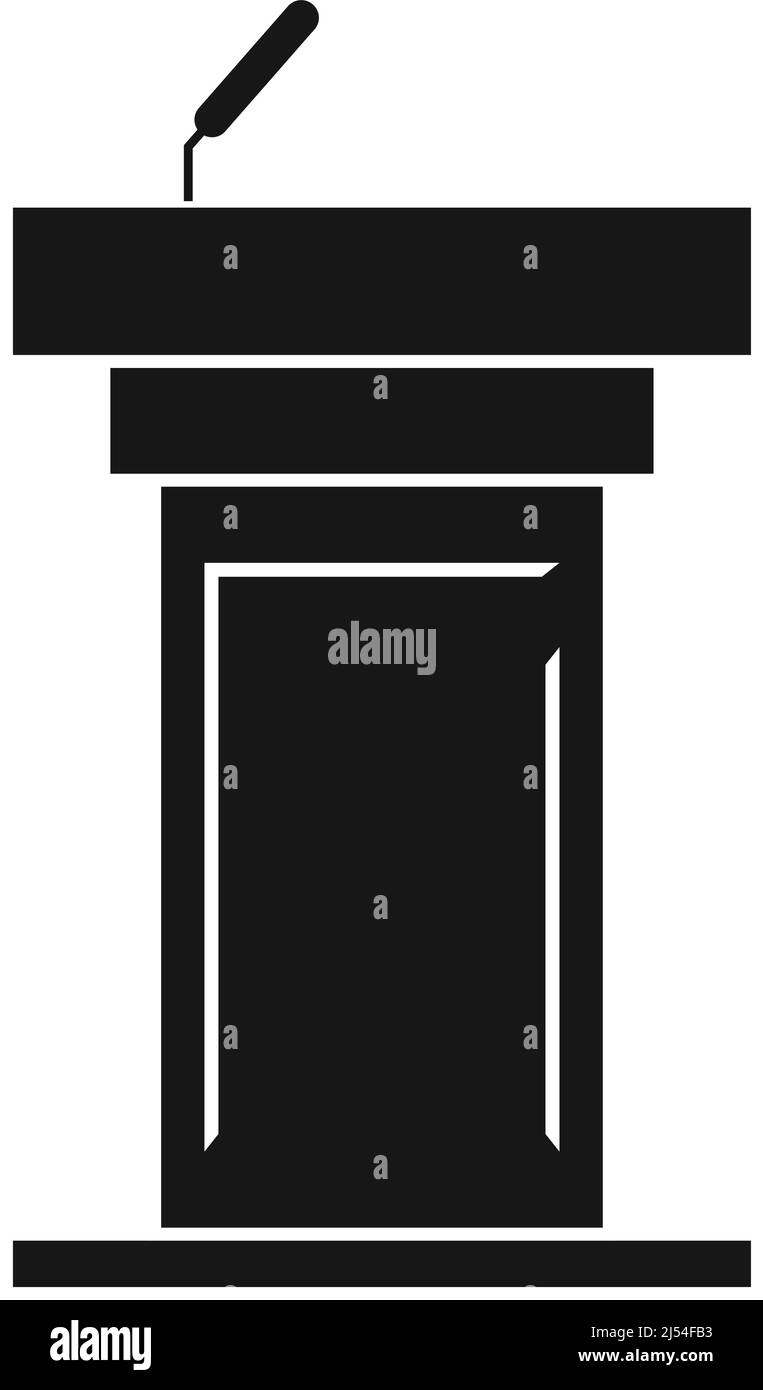 Icona podio in legno. Simbolo del supporto vocale nero Illustrazione Vettoriale