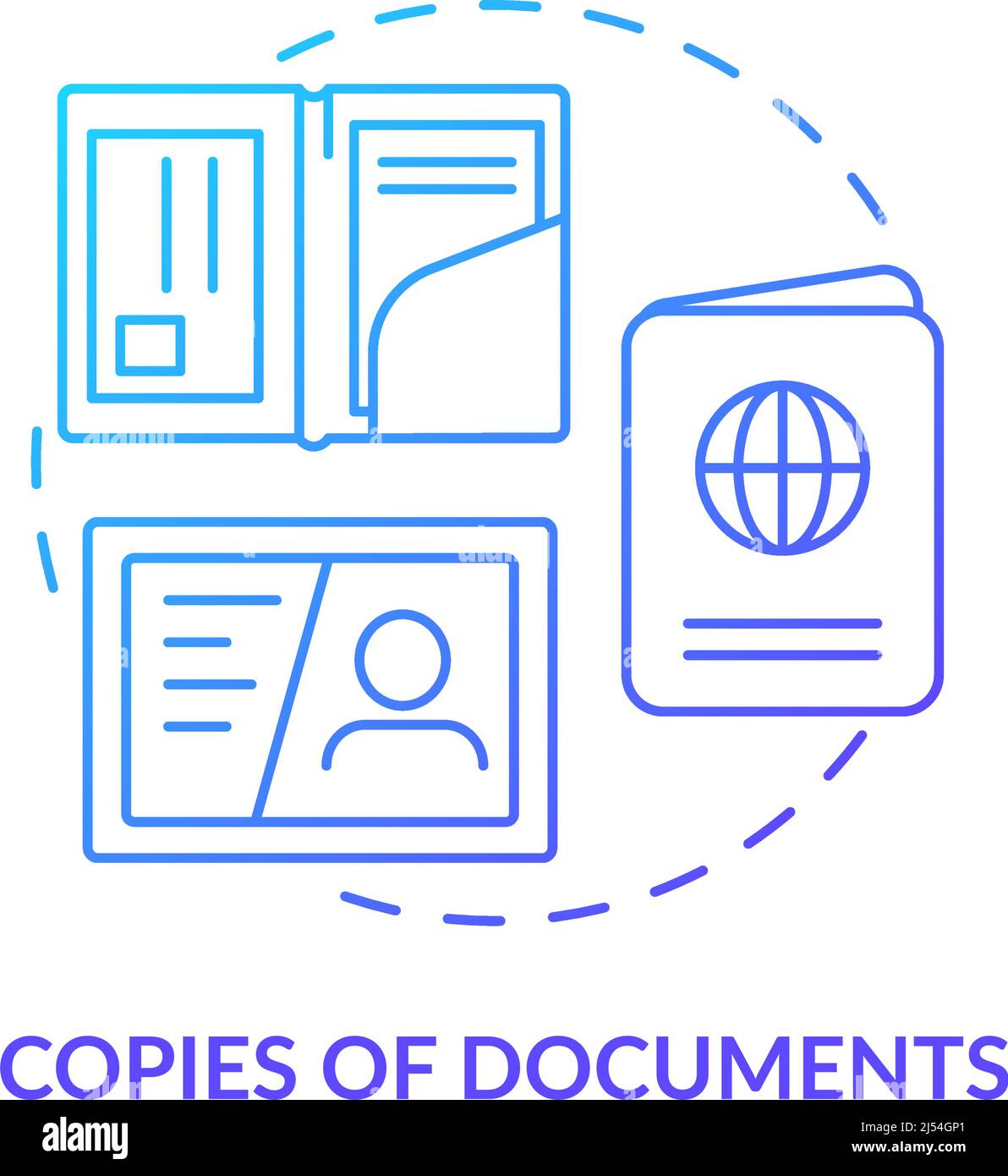 Copie dei documenti icona del concetto di sfumatura blu Illustrazione Vettoriale