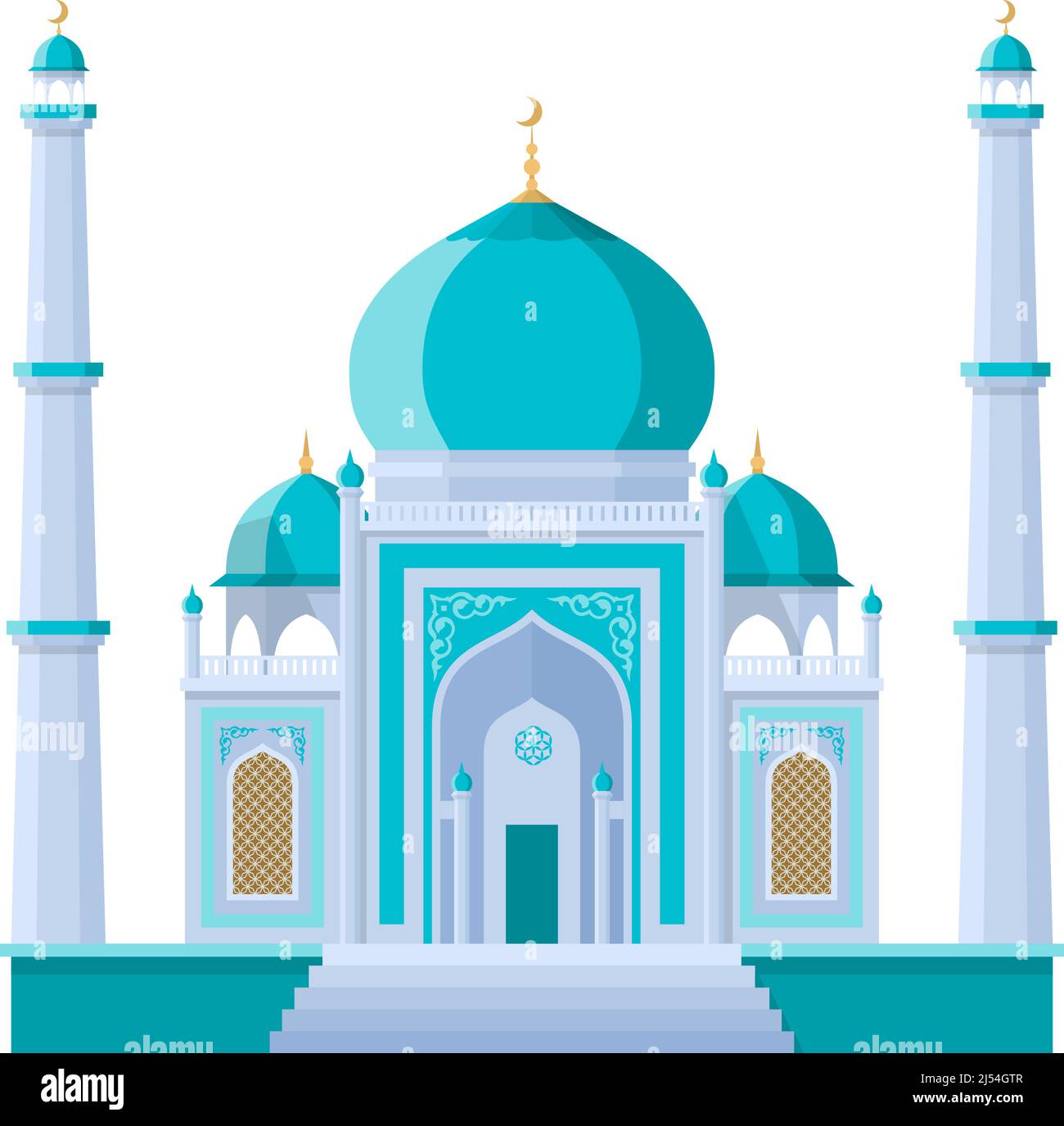 Icona della moschea. Edificio medio-orientale. Architettura asiatica Illustrazione Vettoriale