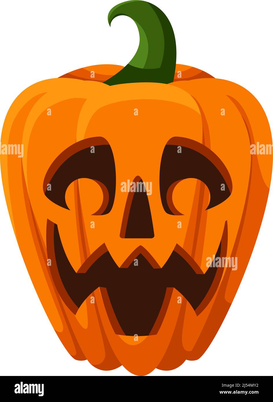 Zucca intagliata con faccia spooky. Lanterna tradizionale di ottobre Illustrazione Vettoriale